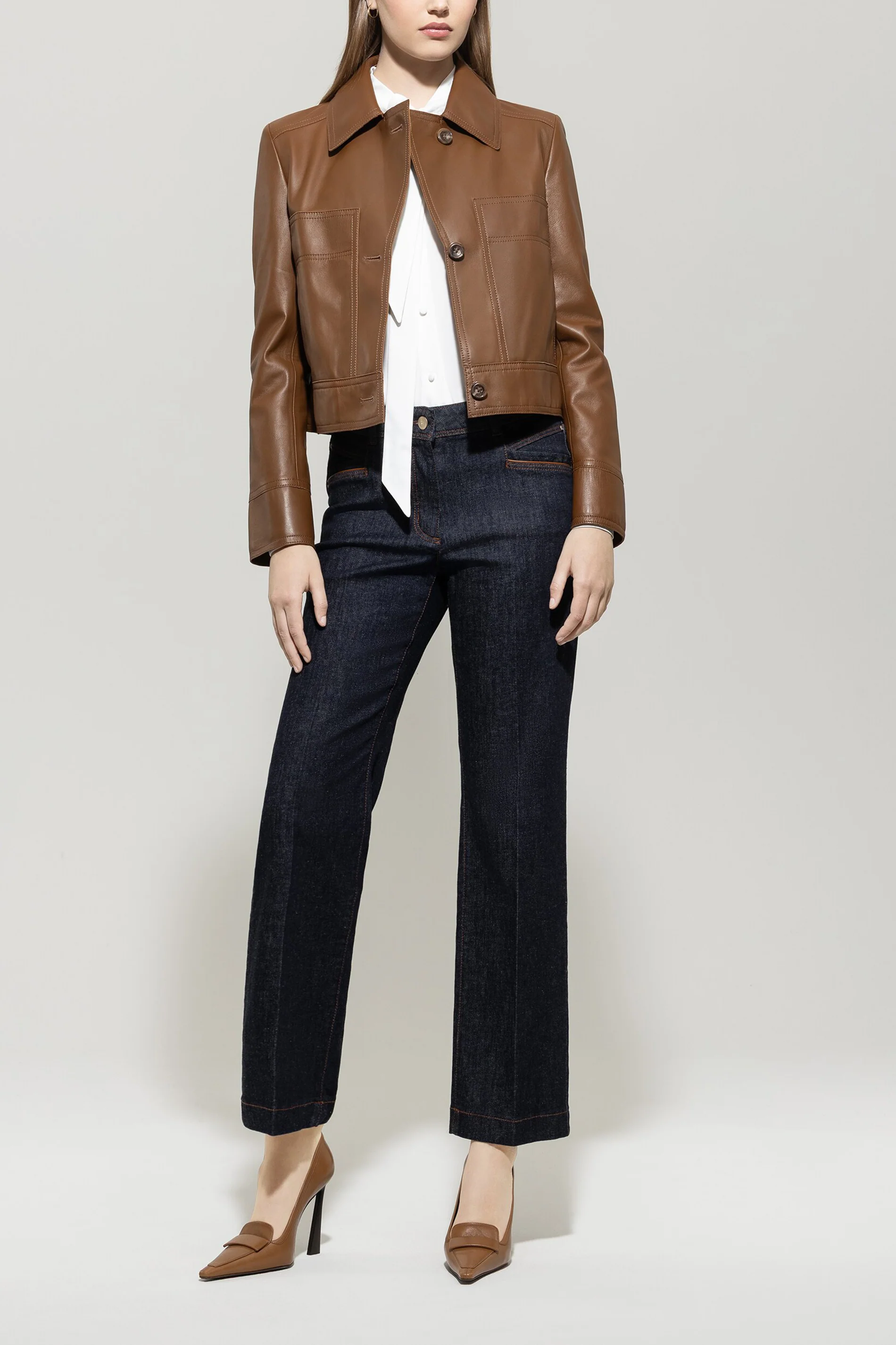 Lammnappa-Bikerjacke - walnut - Standard