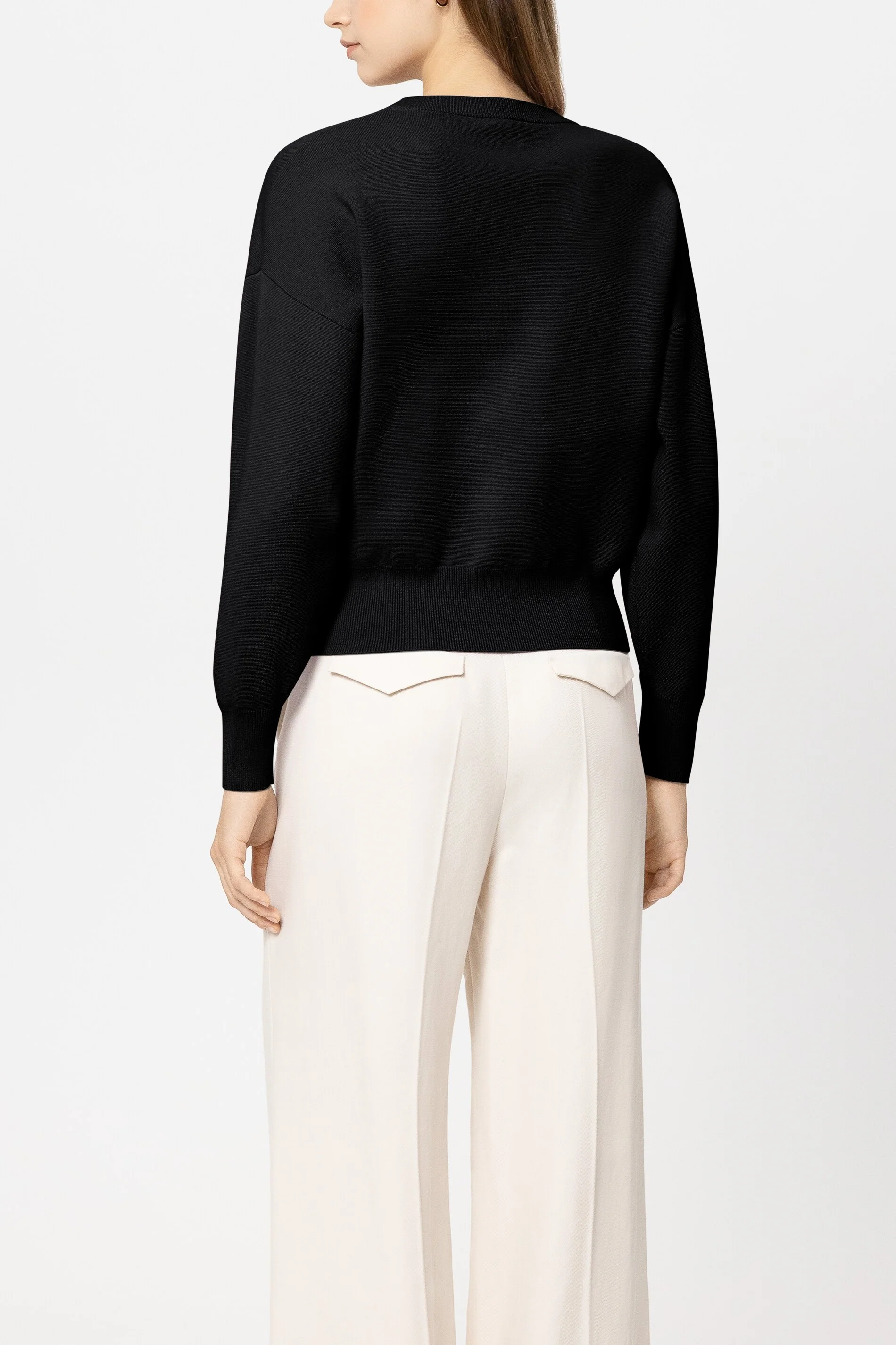 Langarm-Feinstrick-Pullover - pure black - Standard - Image 3