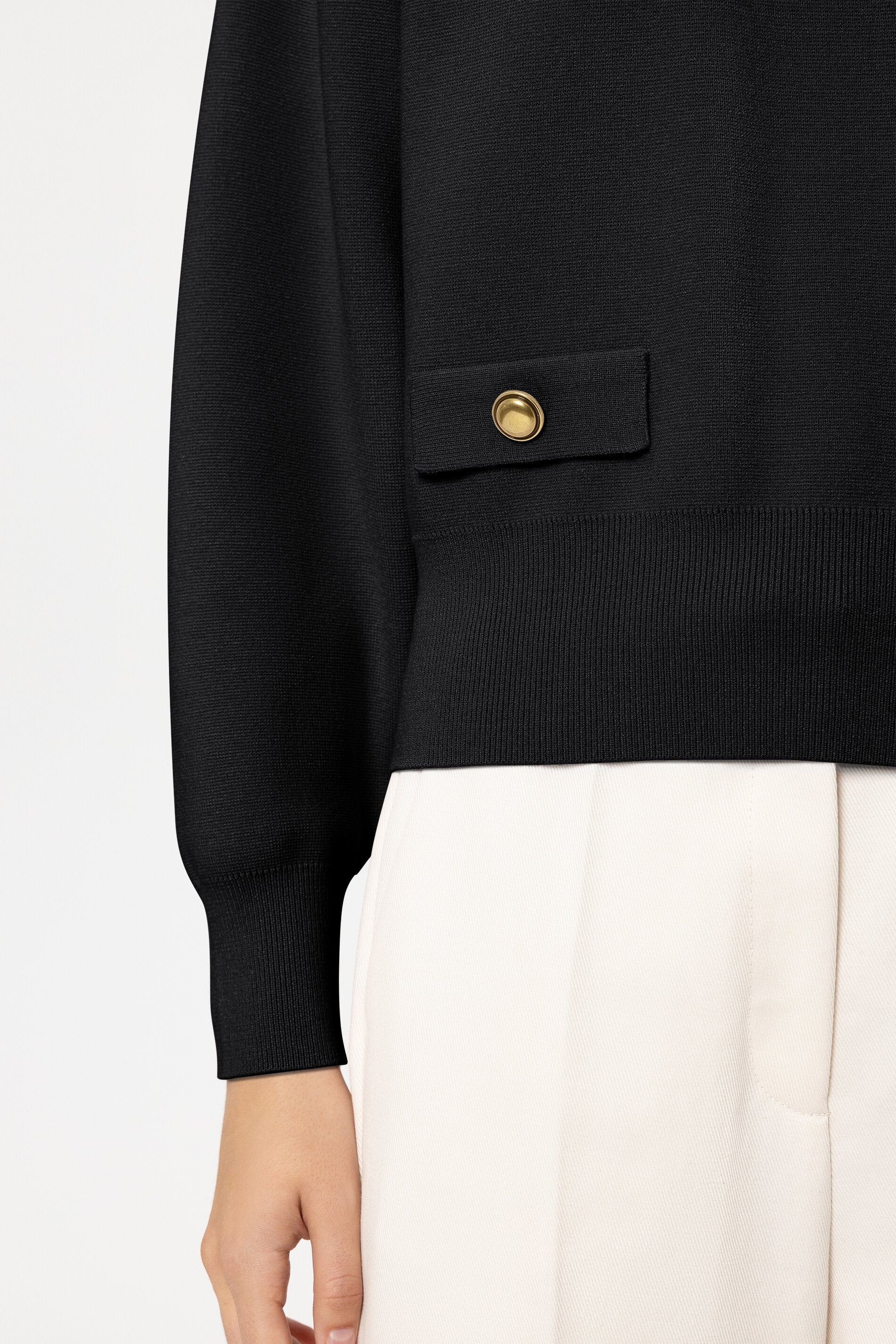 Langarm-Feinstrick-Pullover - pure black - Standard - Image 4