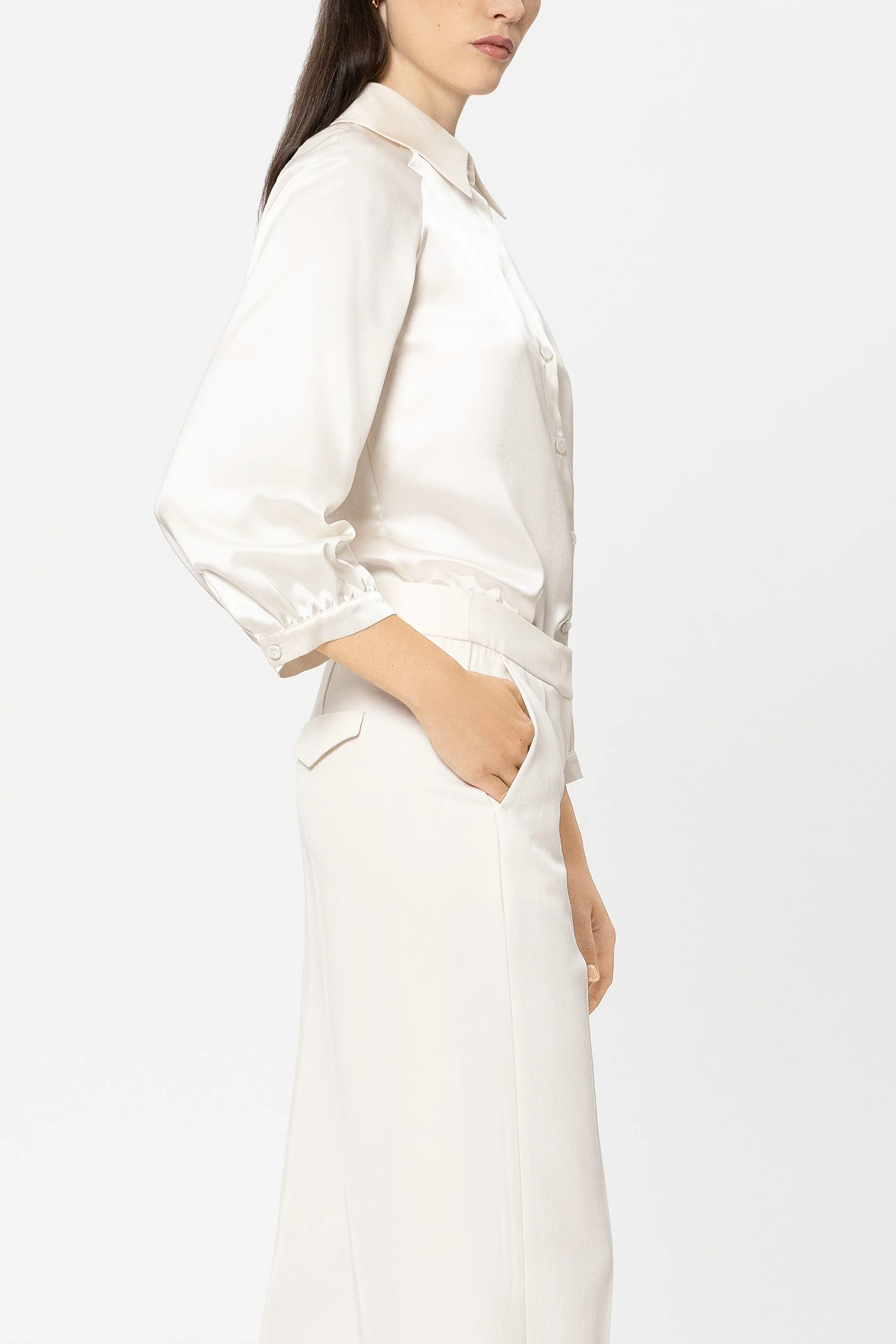 Langarmbluse aus Seide - cream - Standard - Image 2