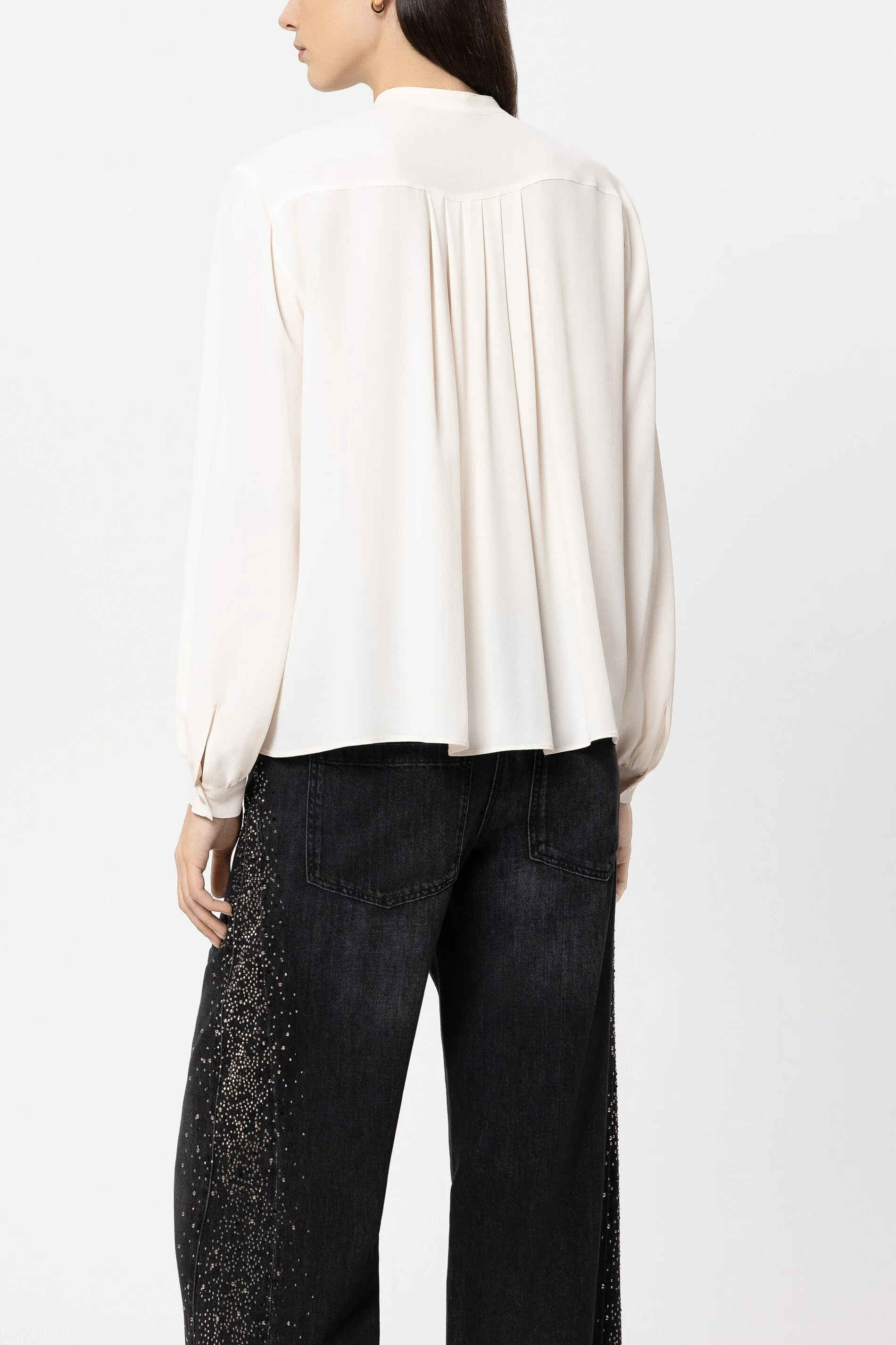 Langarmbluse aus Seiden-Mix - cream - Standard - Image 3