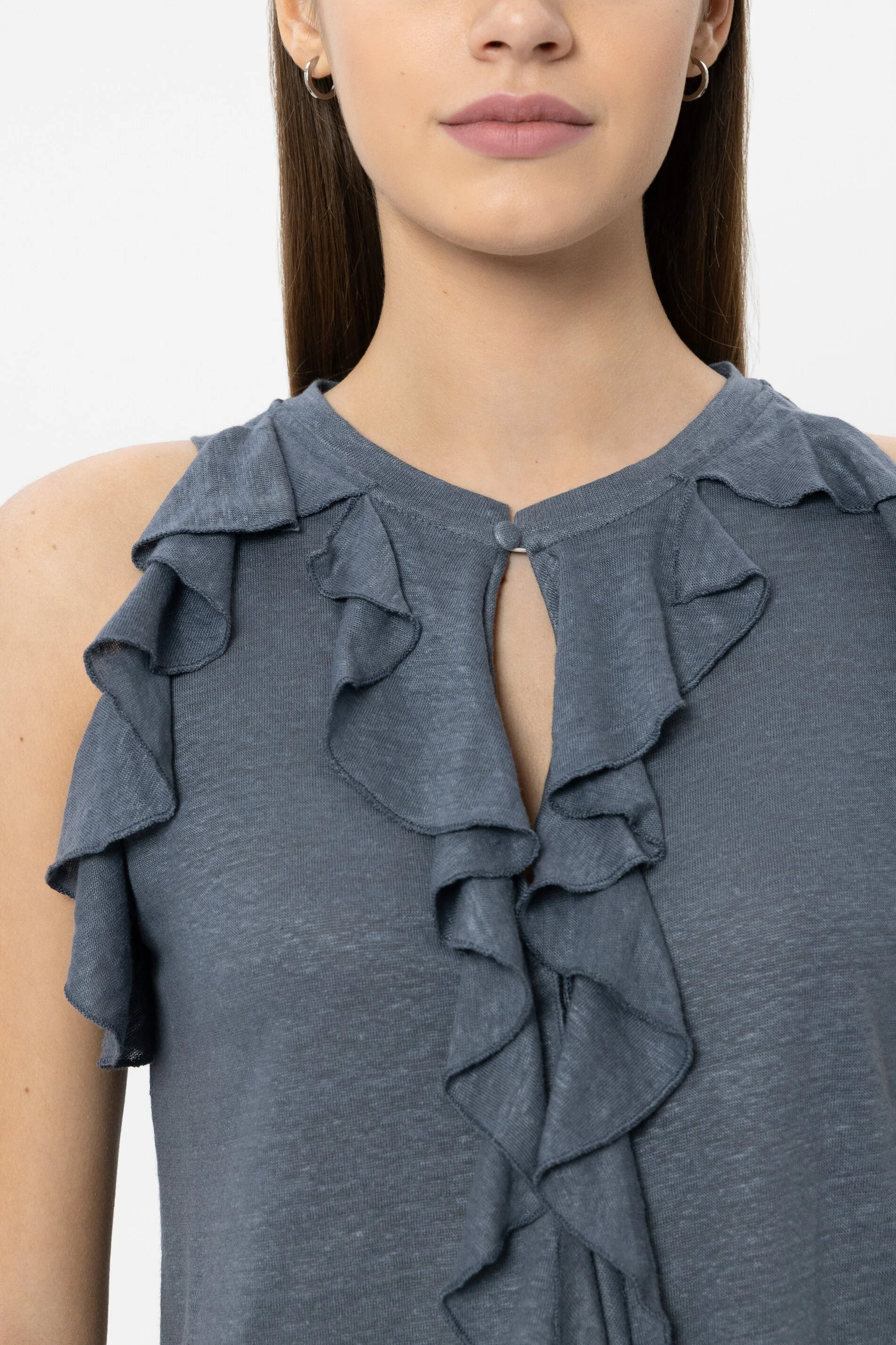 Leinen-Neckholder-Shirt - tinted blue - Standard - Image 4