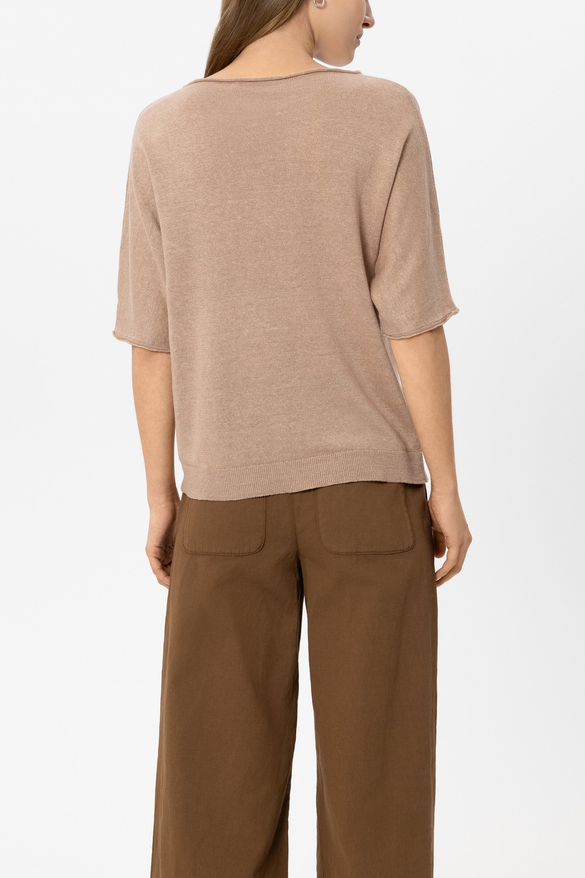 Leinen-Pullover mit V-Neck - light terracotta - Standard - Image 3