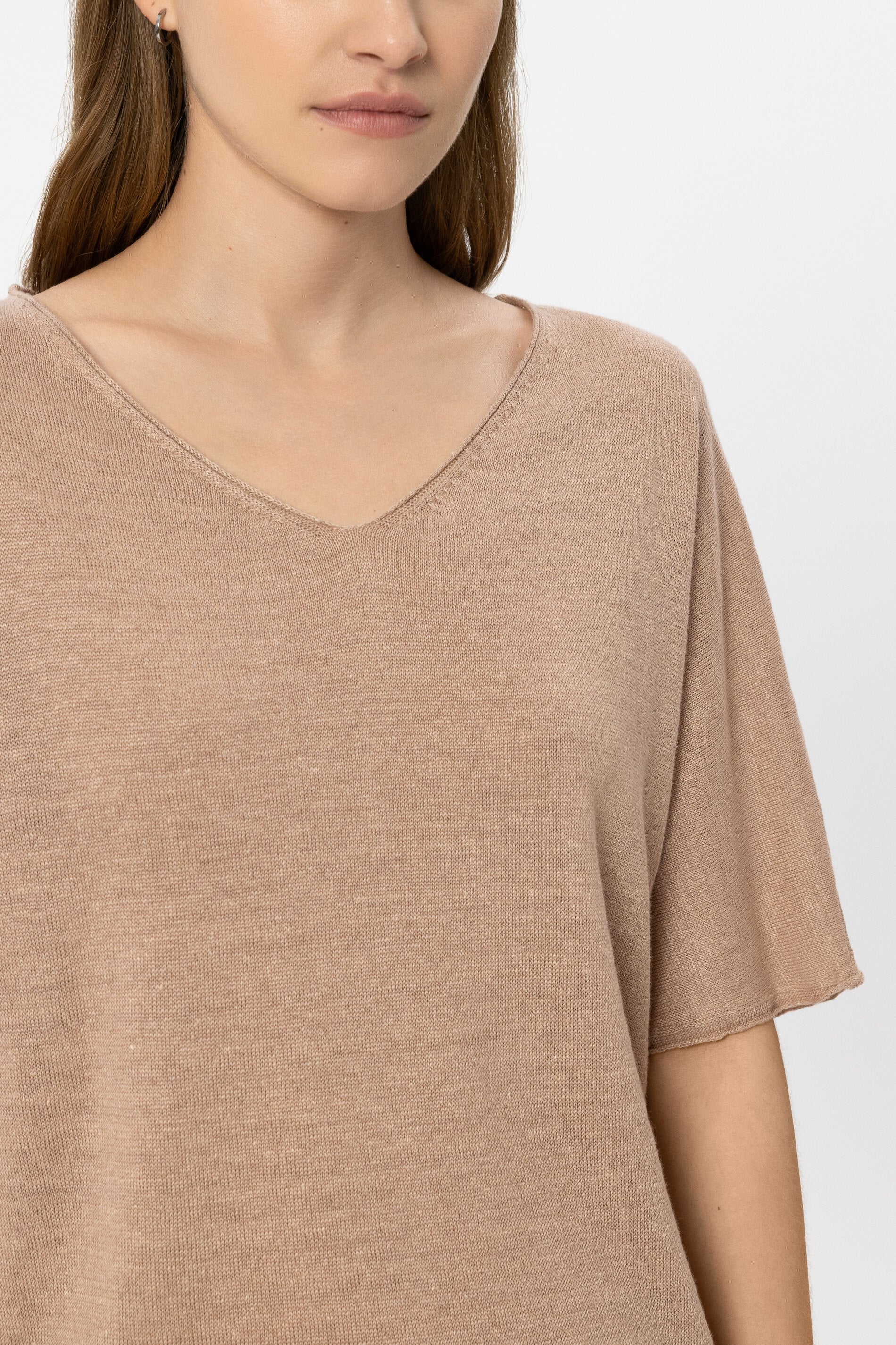 Leinen-Pullover mit V-Neck - light terracotta - Standard - Image 4