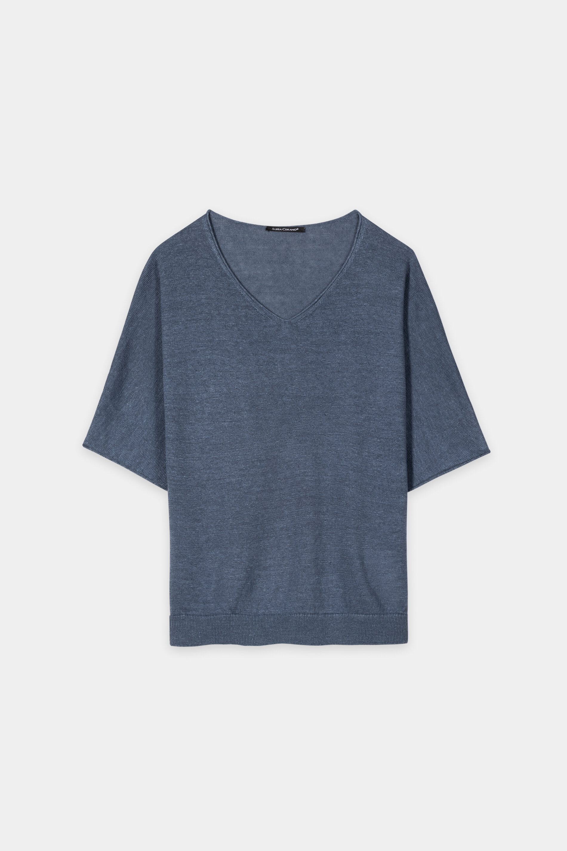 Leinen-Pullover mit V-Neck - tinted blue - Standard - Image 5