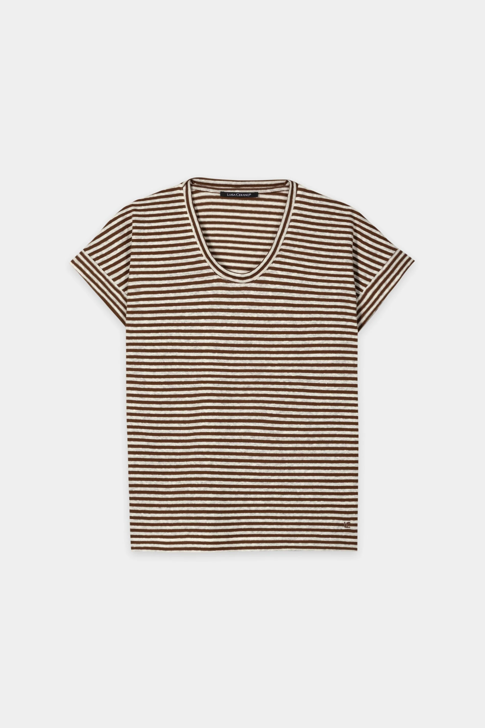 Leinen-Ringel-T-Shirt - dark / light terracotta - Standard - Image 5