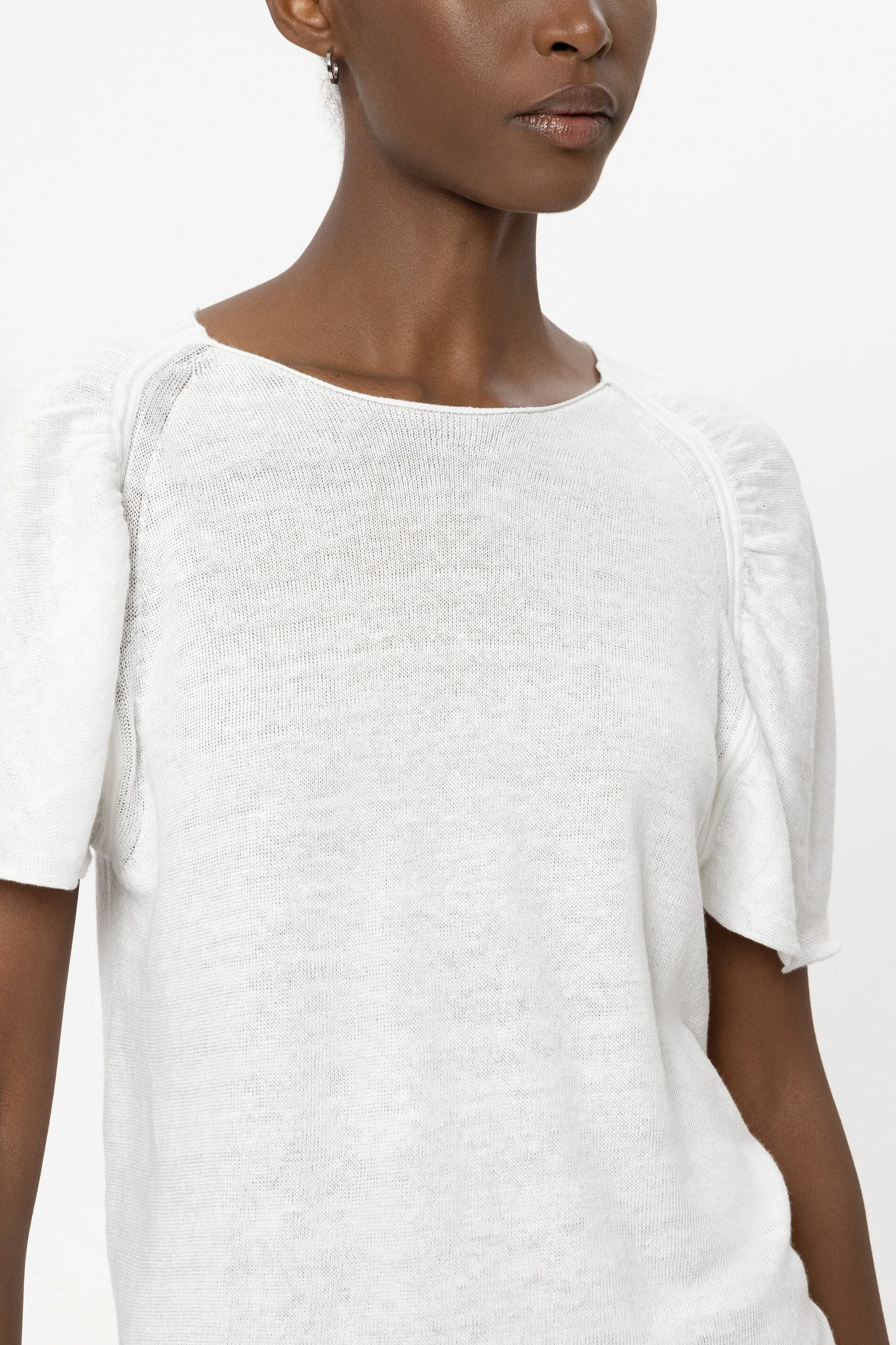 Leinen-Rundhals-Pullover - white - Standard - Image 4