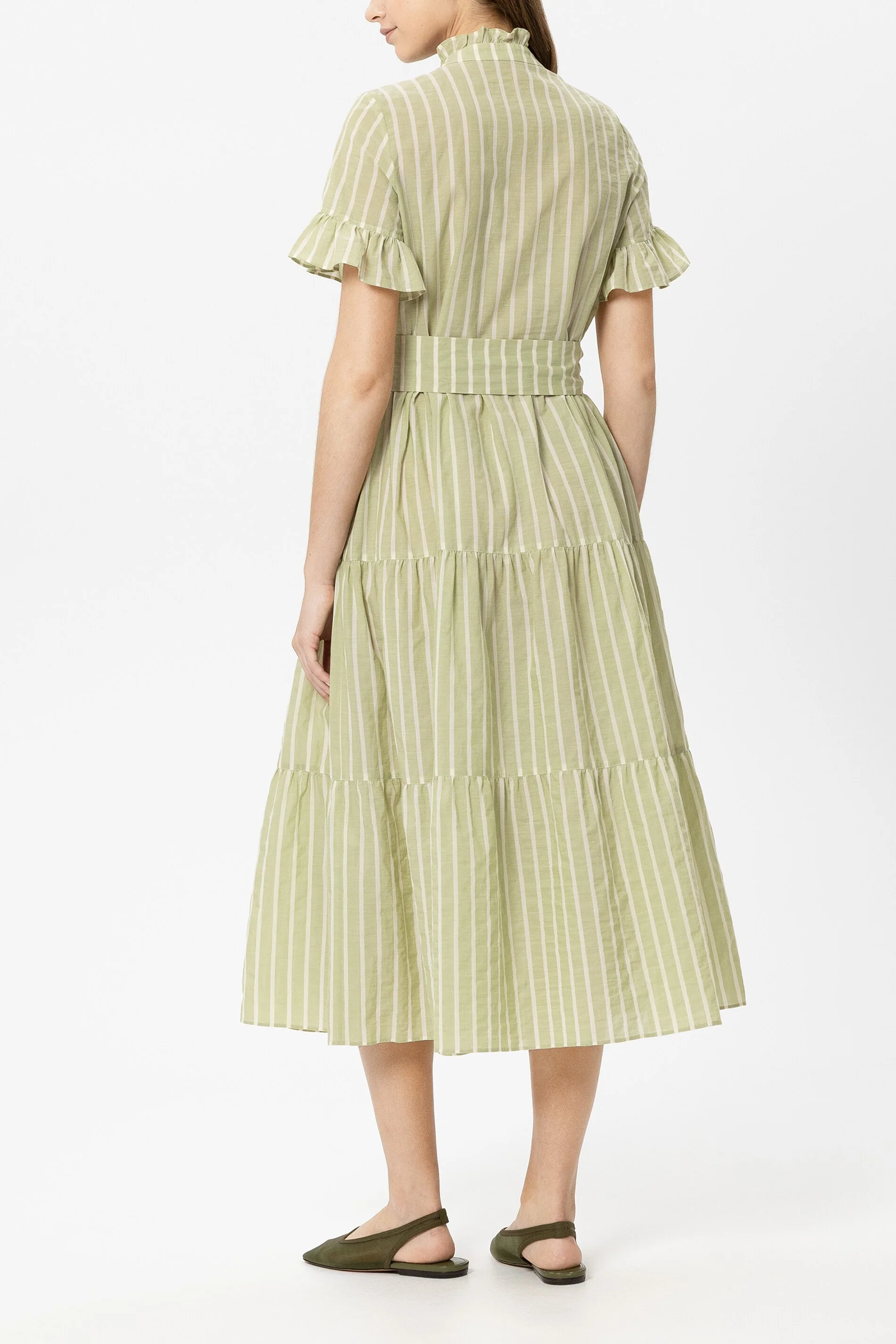 Maxi-Kleid mit Voile-Stripe - moss green / milk - Standard - Image 3