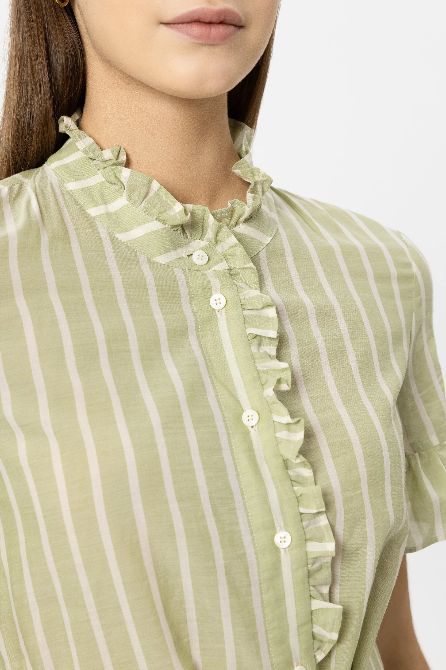 Maxi-Kleid mit Voile-Stripe - moss green / milk - Standard - Image 4