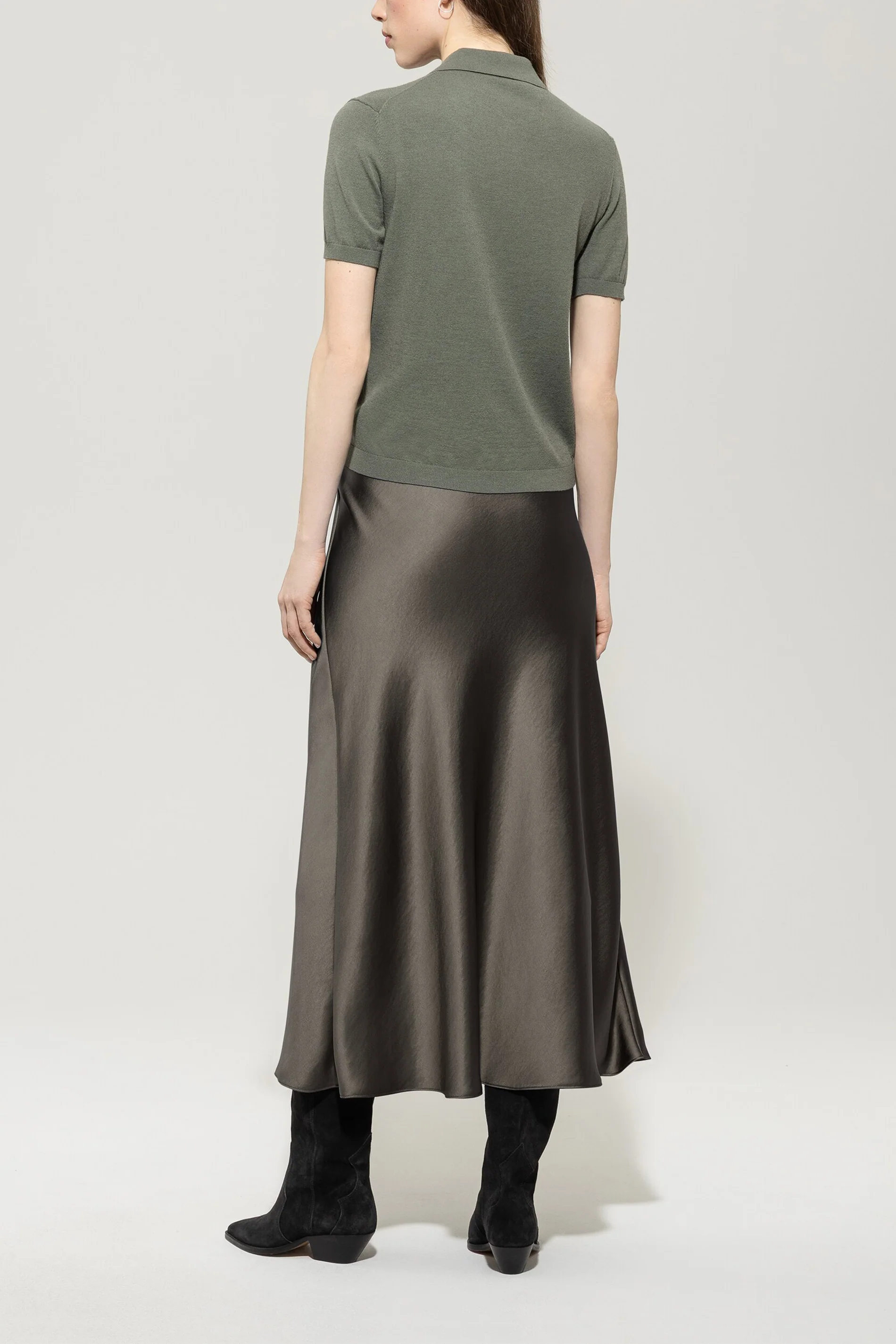 Maxi-Rock in Seiden-Optik - cool khaki - Standard - Image 3