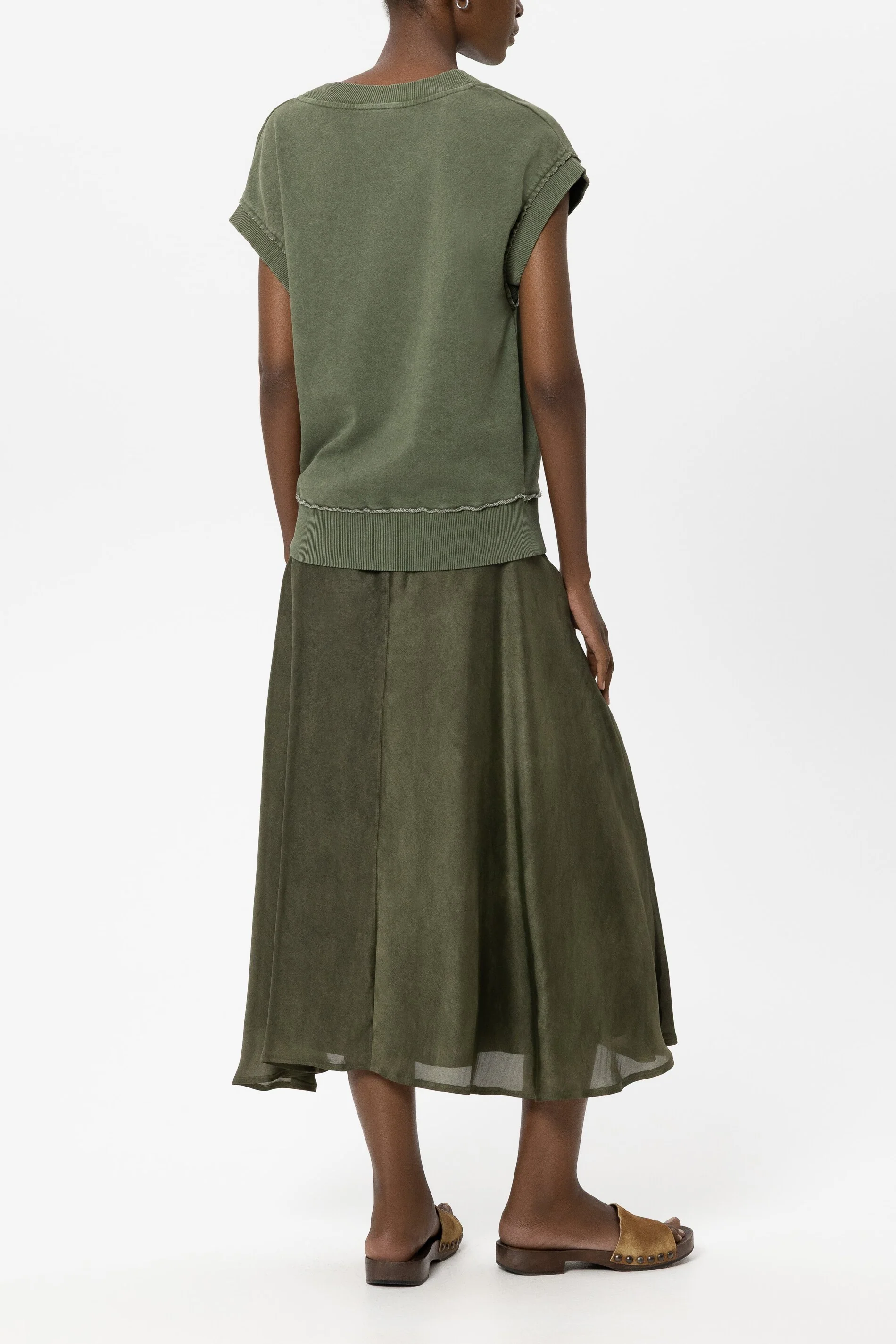 Maxirock aus Seiden-Mix - khaki - Standard - Image 3