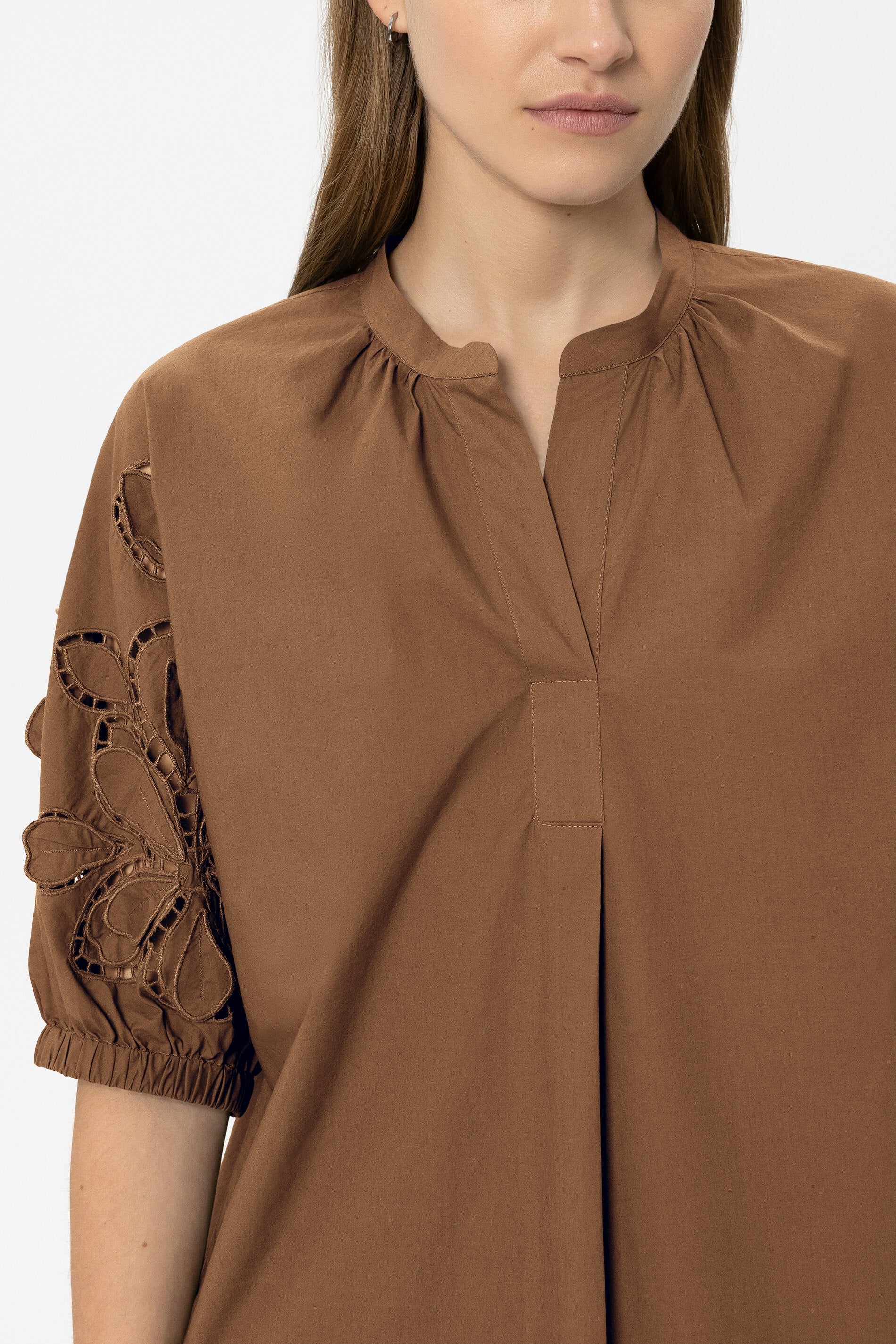 Midi-Kleid mit Lochstickerei - dark terracotta - Standard - Image 4