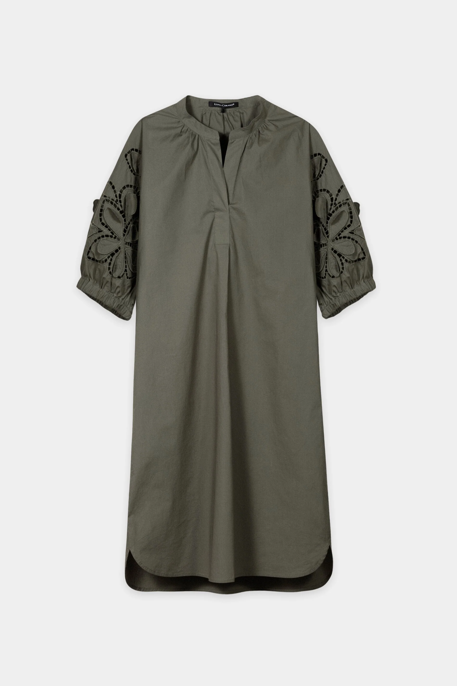 Midi-Kleid mit Lochstickerei - khaki - Standard - Image 5
