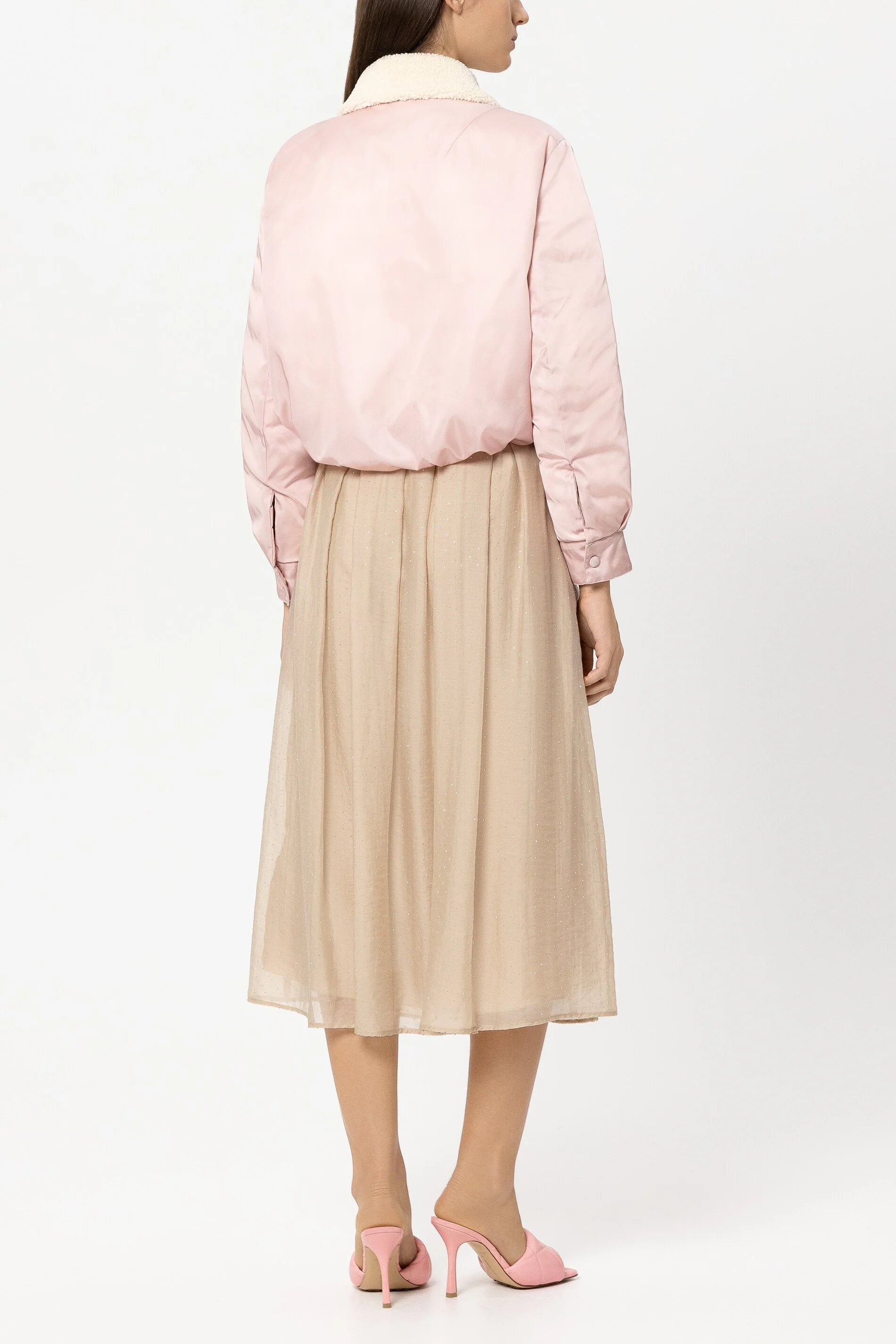 Wendbarer Daunenblouson - creamy blush - mit Pelzkragen - Image 3