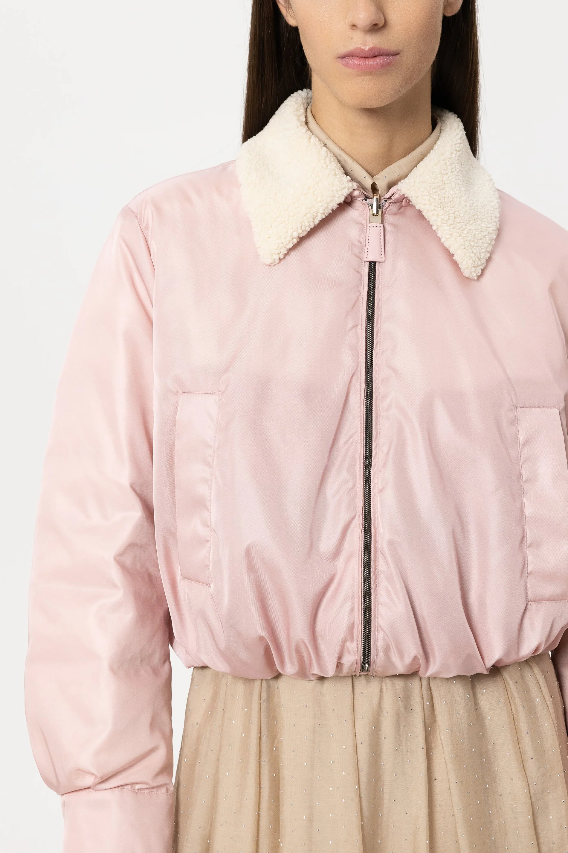 Wendbarer Daunenblouson - creamy blush - mit Pelzkragen - Image 4
