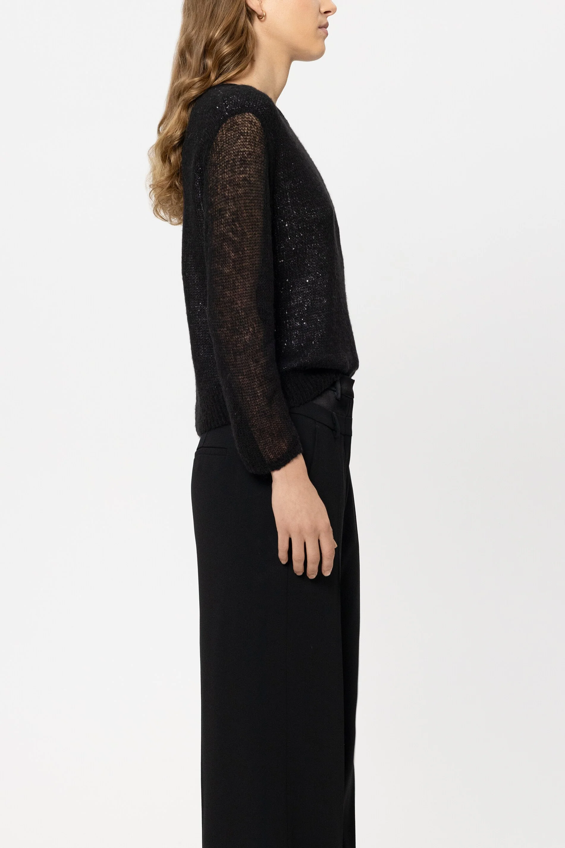 Pailletten-Langarm-Pullover - black - Standard - Image 2