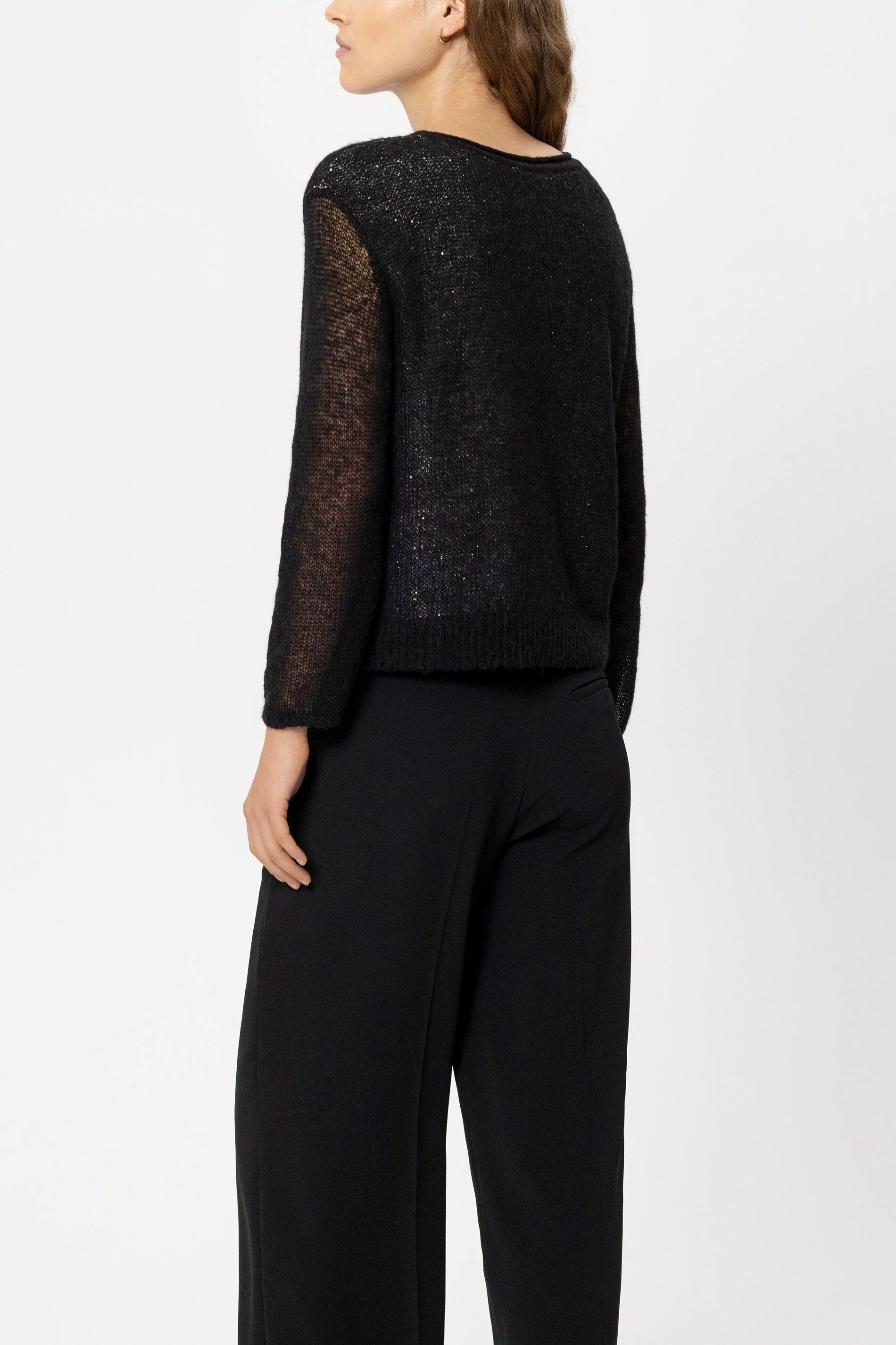 Pailletten-Langarm-Pullover - black - Standard - Image 3