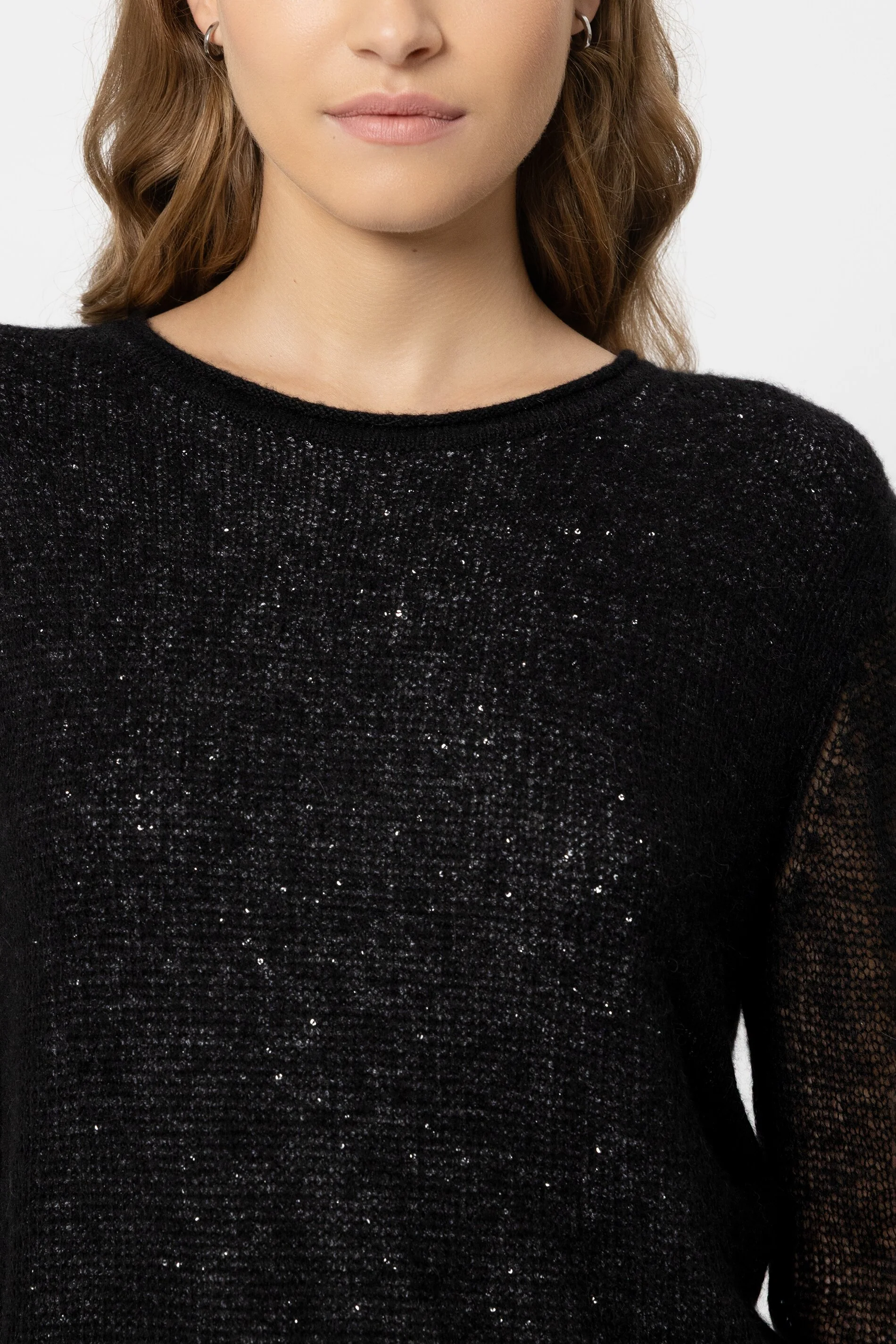 Pailletten-Langarm-Pullover - black - Standard - Image 4
