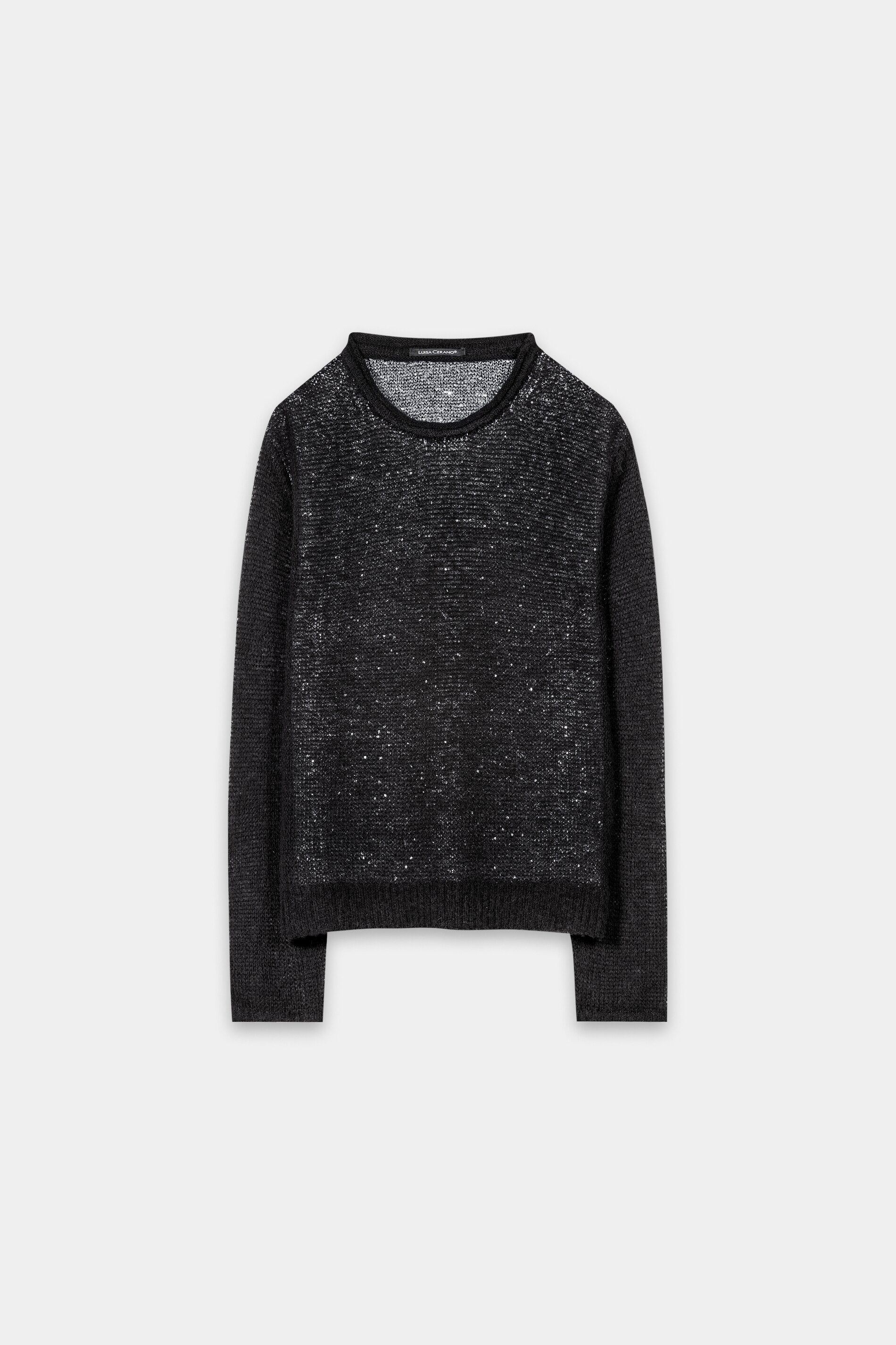 Pailletten-Langarm-Pullover - black - Standard - Image 5