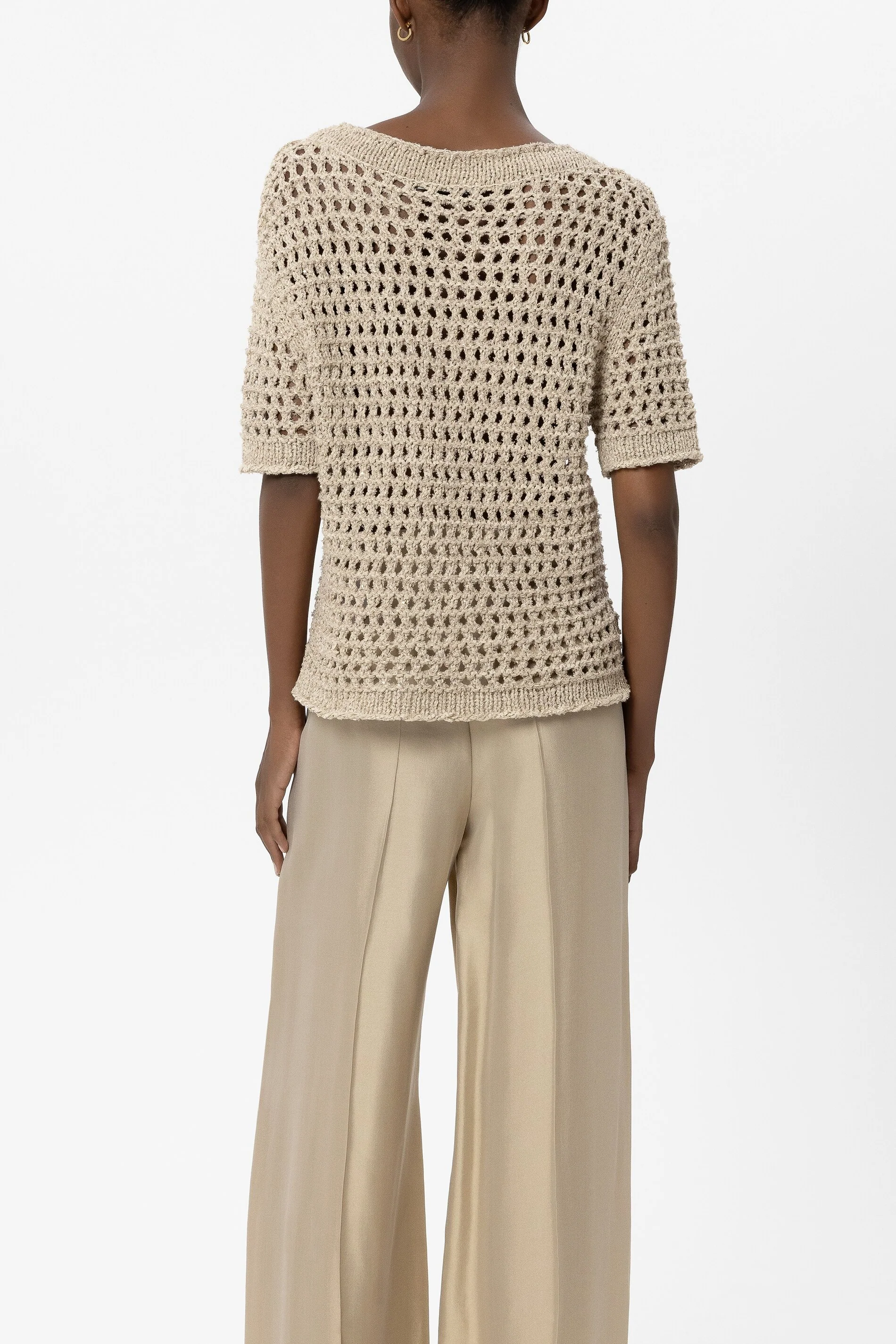 Pailletten-Netzstrick-Pullover - sand - Standard - Image 3
