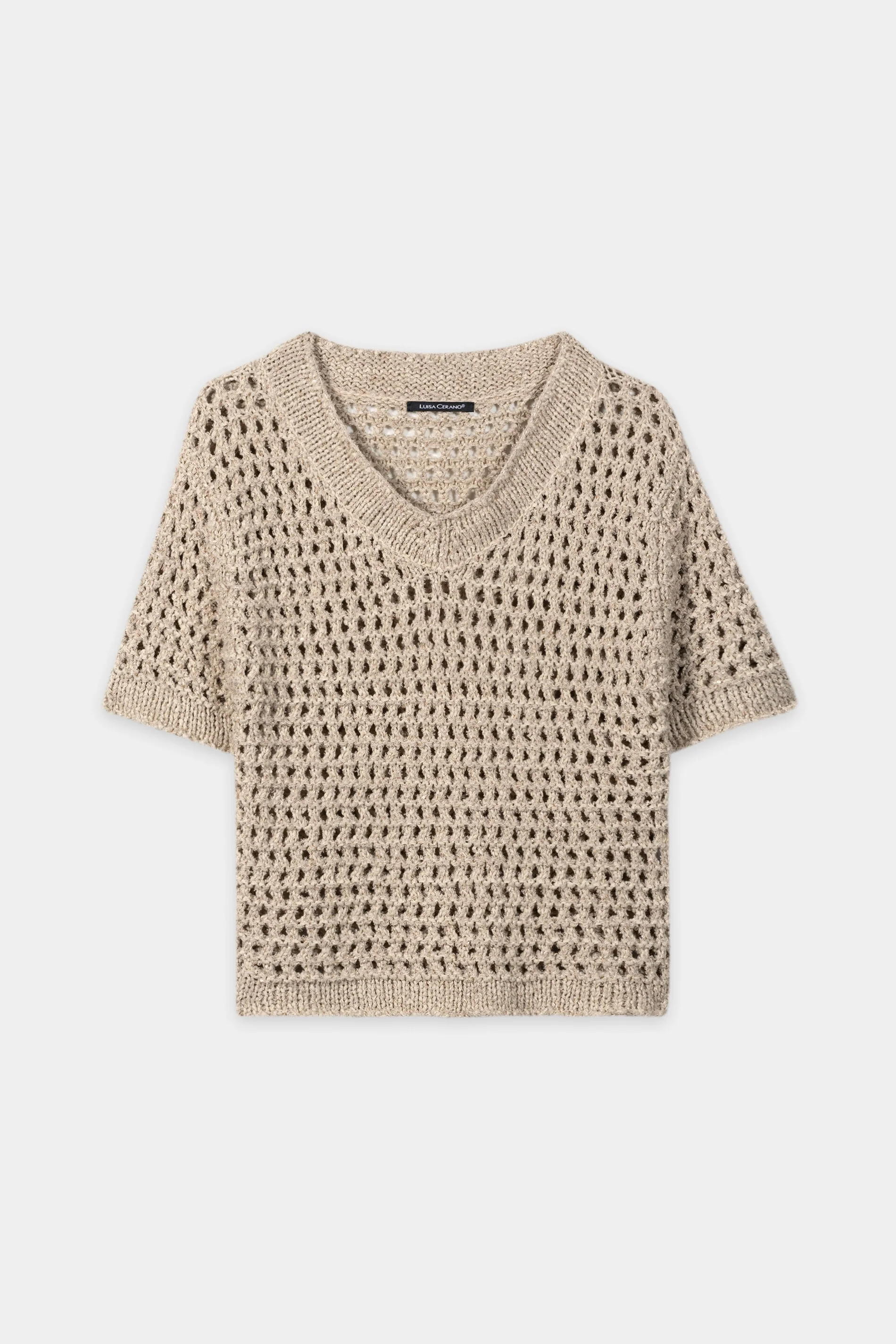 Pailletten-Netzstrick-Pullover - sand - Standard - Image 5