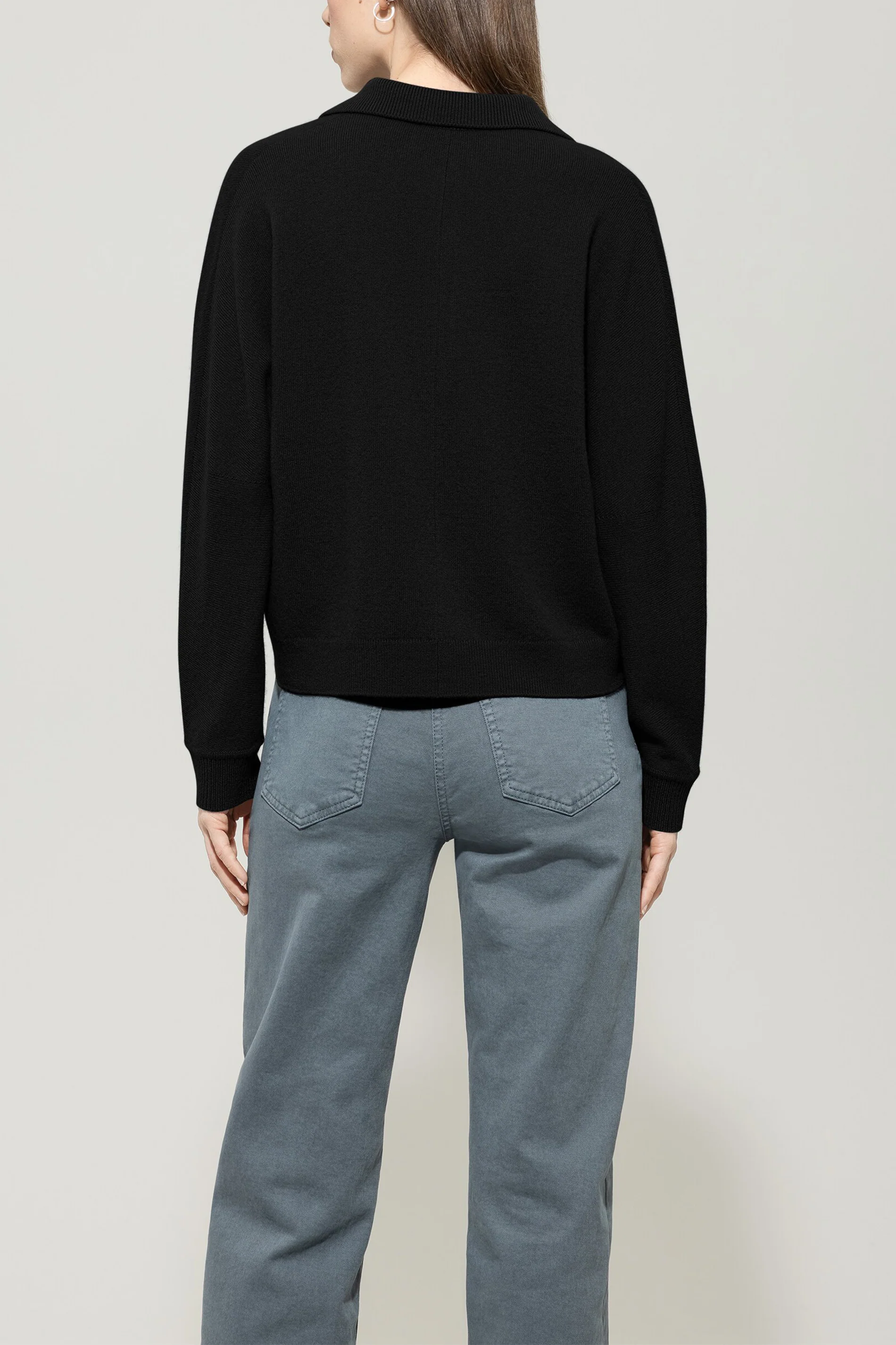 Polo-Shirt aus Kaschmir-Mix - deep black - Standard - Image 3