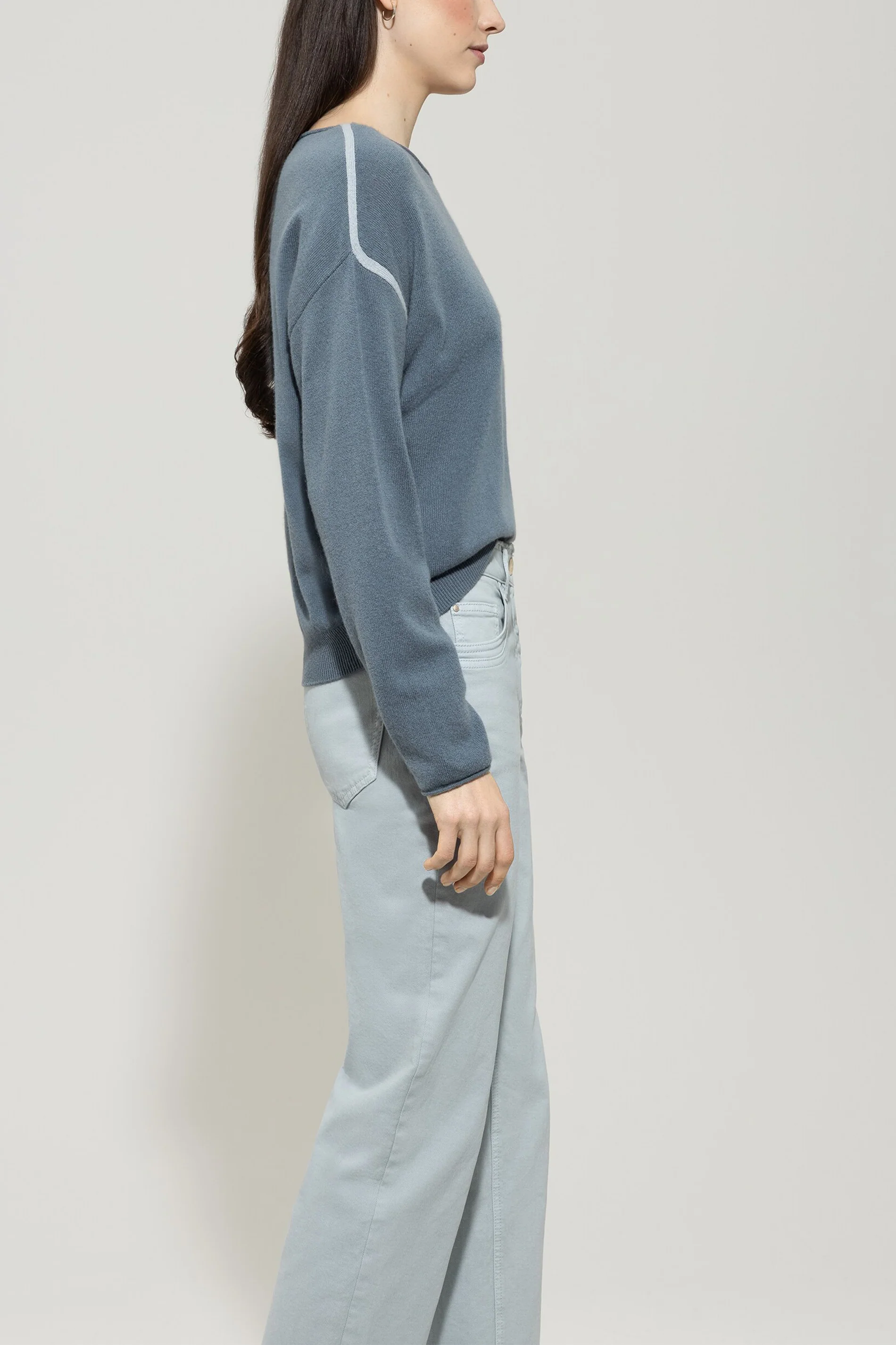 Pullover aus Kaschmir-Mix - greyish blue / light blue - Standard - Image 2