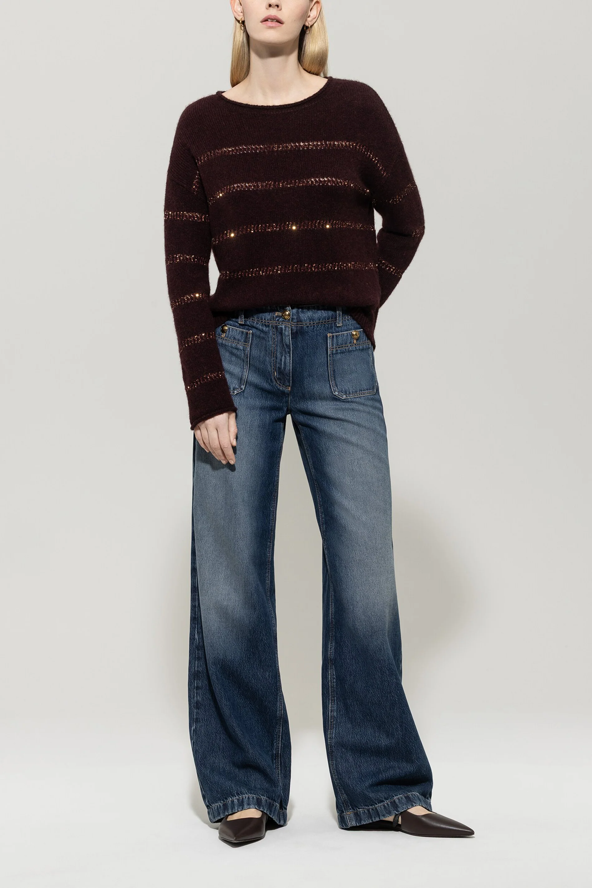 Pullover in Streifen-Optik - burgundy - Standard