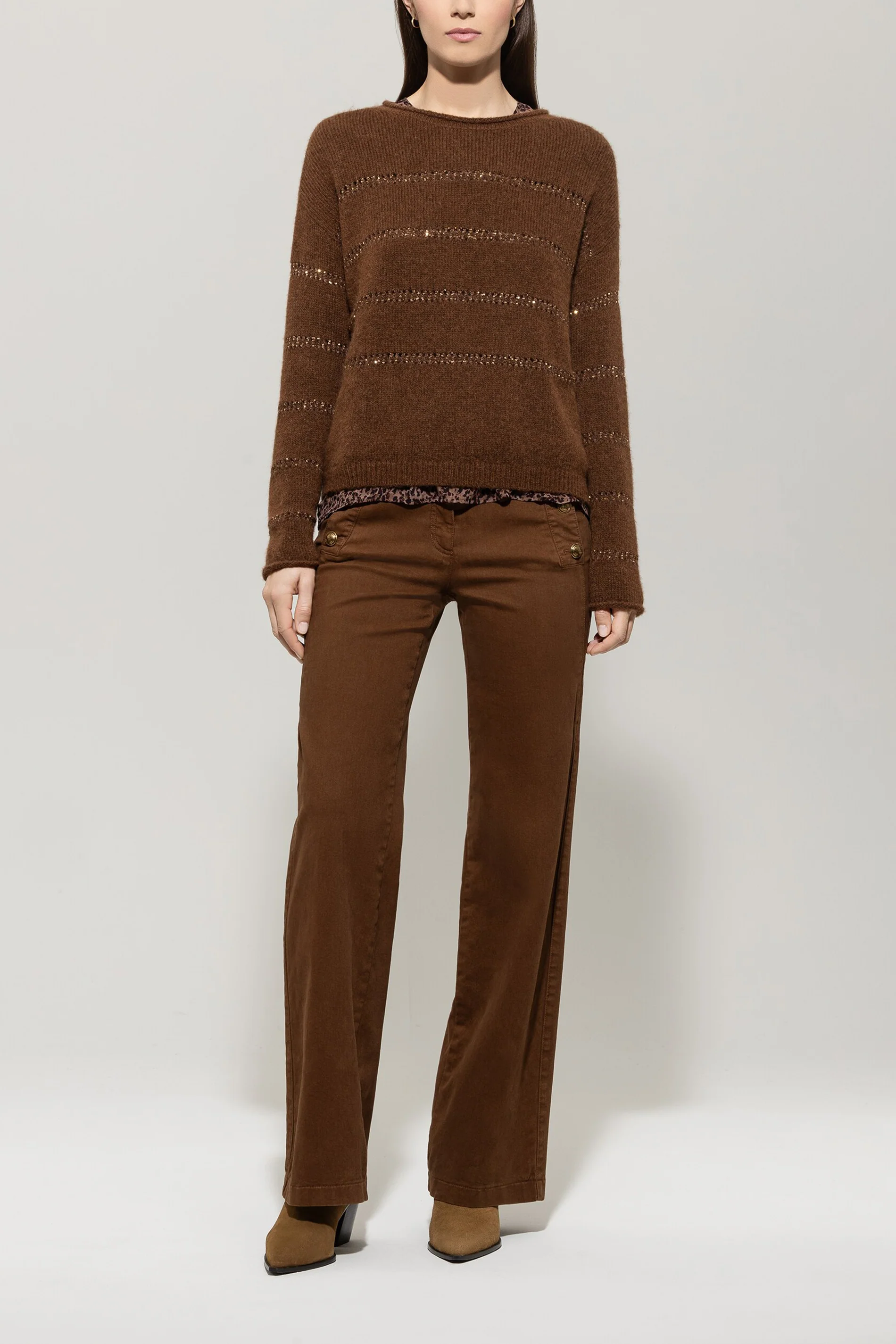 Pullover in Streifen-Optik - walnut - Standard