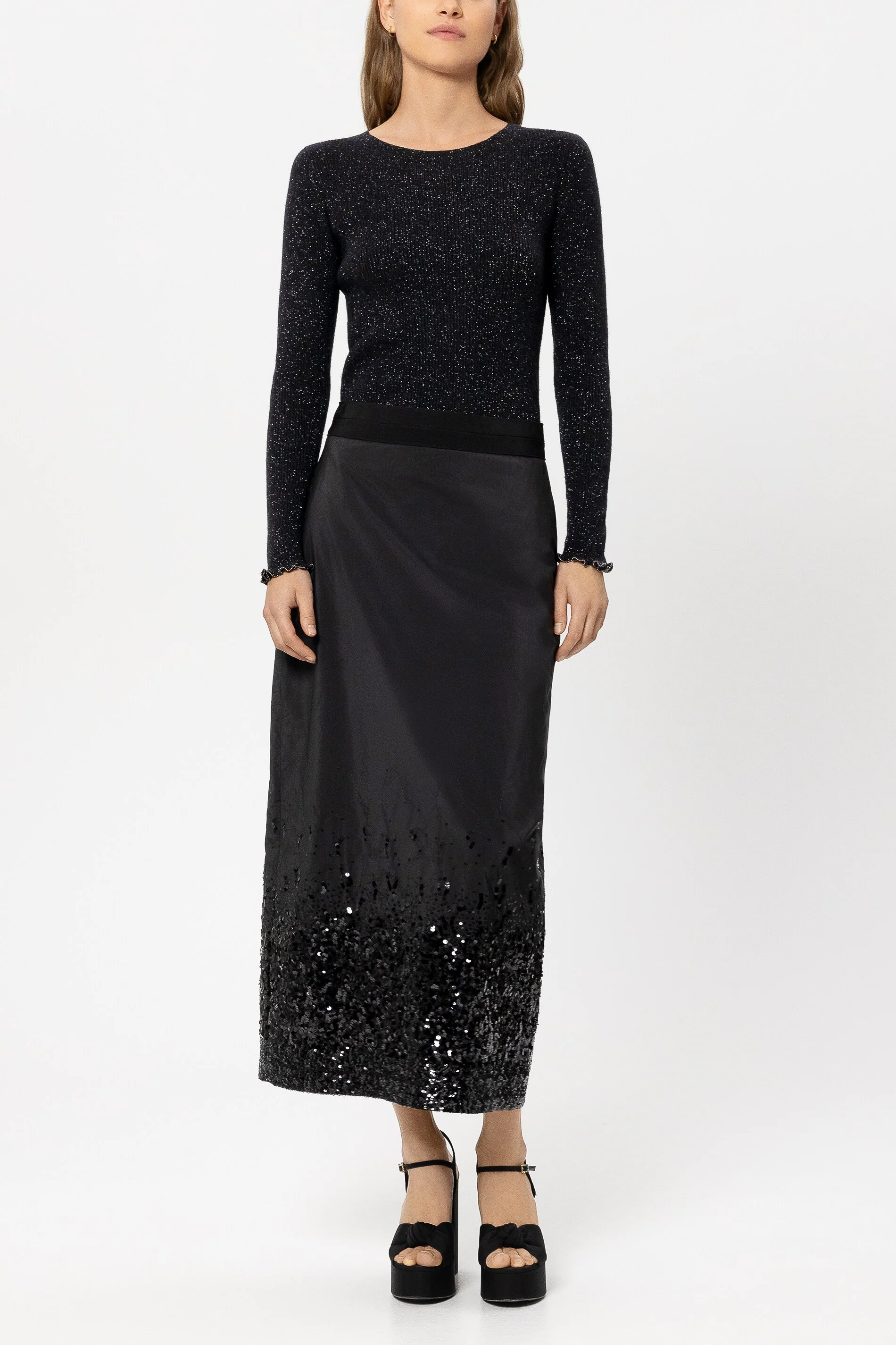 Sweater with fancy yarn - black - standard