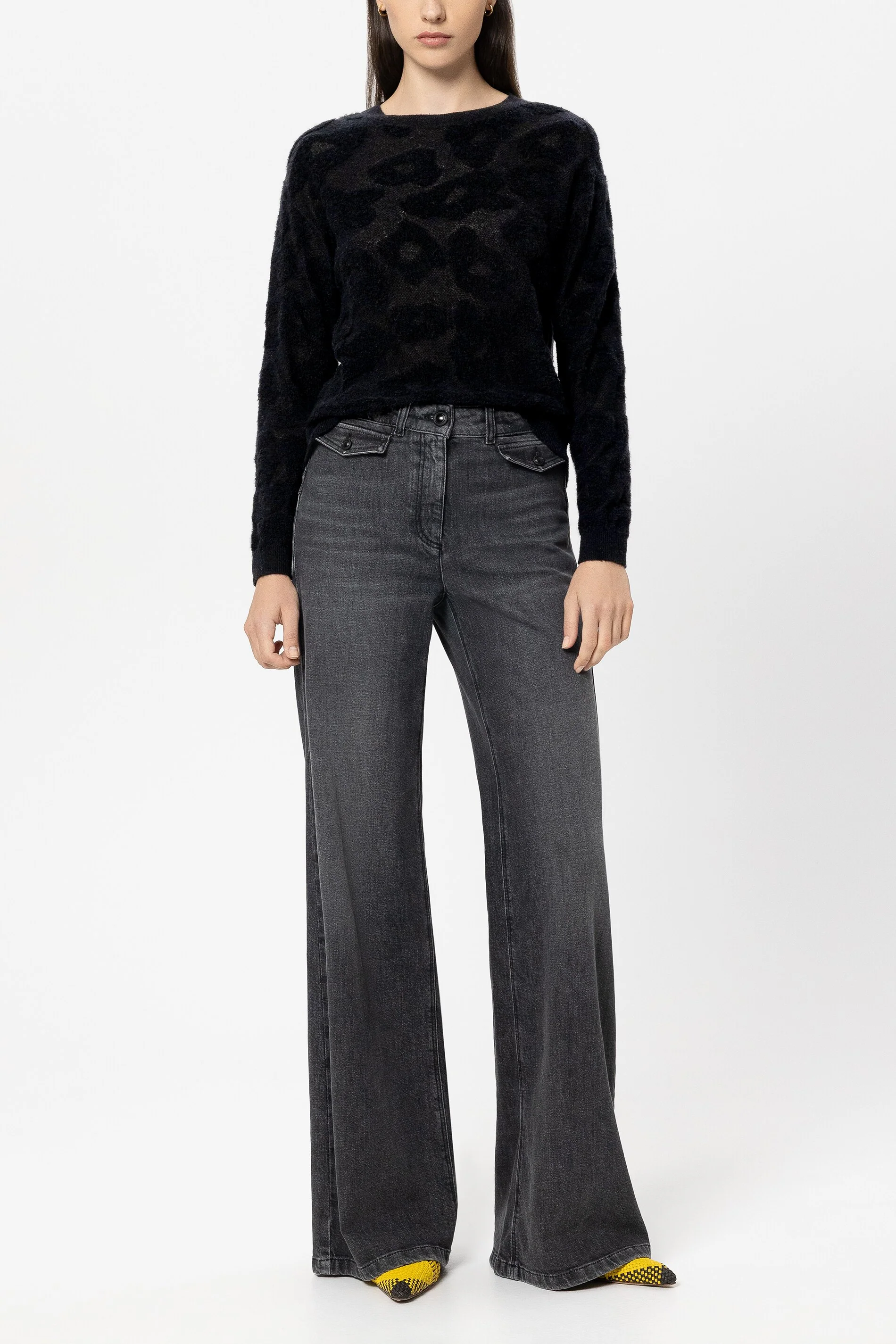Pullover mit Leo-Pattern - pure black - Standard