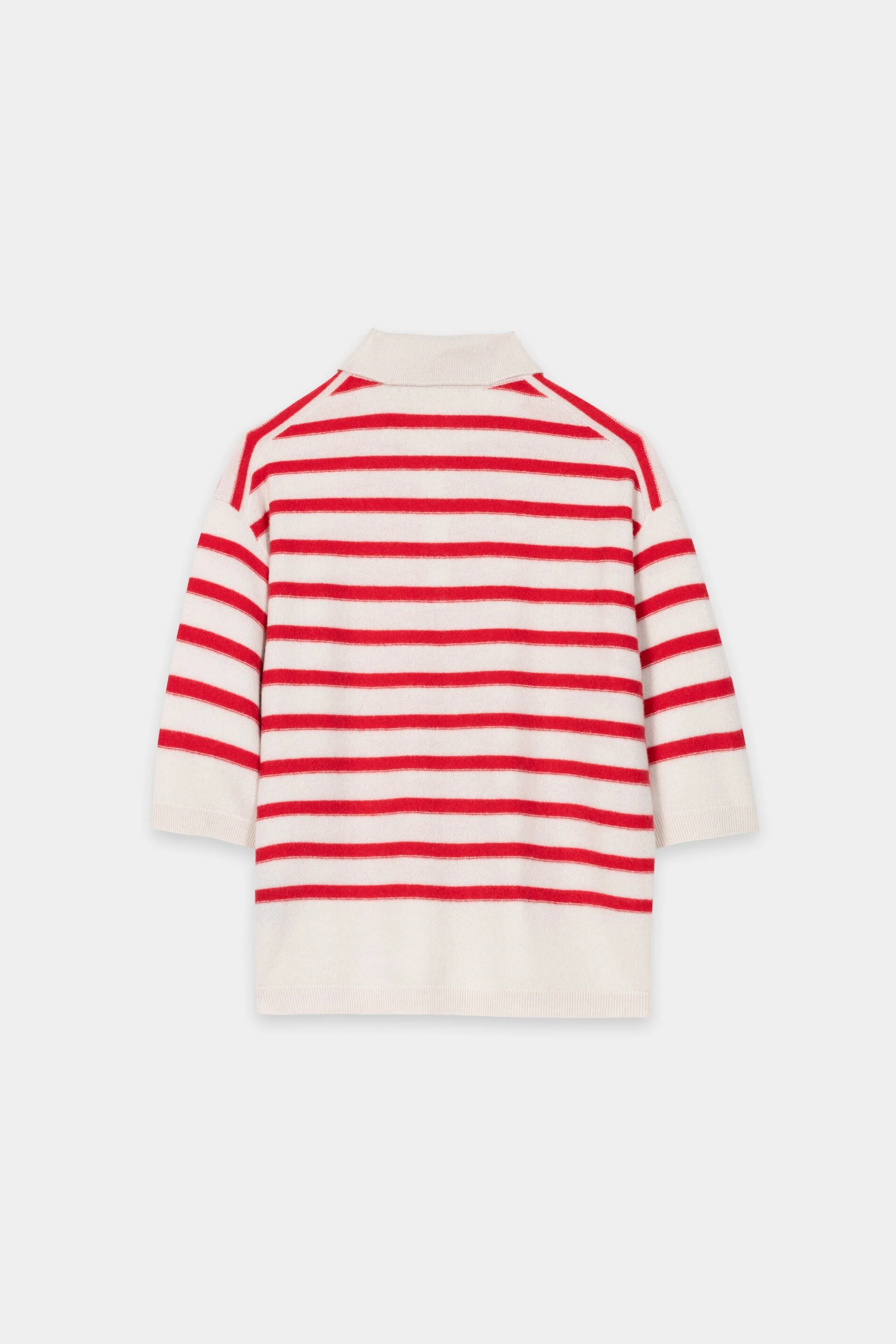 Ringel-Polo aus Kaschmir-Mix - cherry red / cream - Standard - Image 6