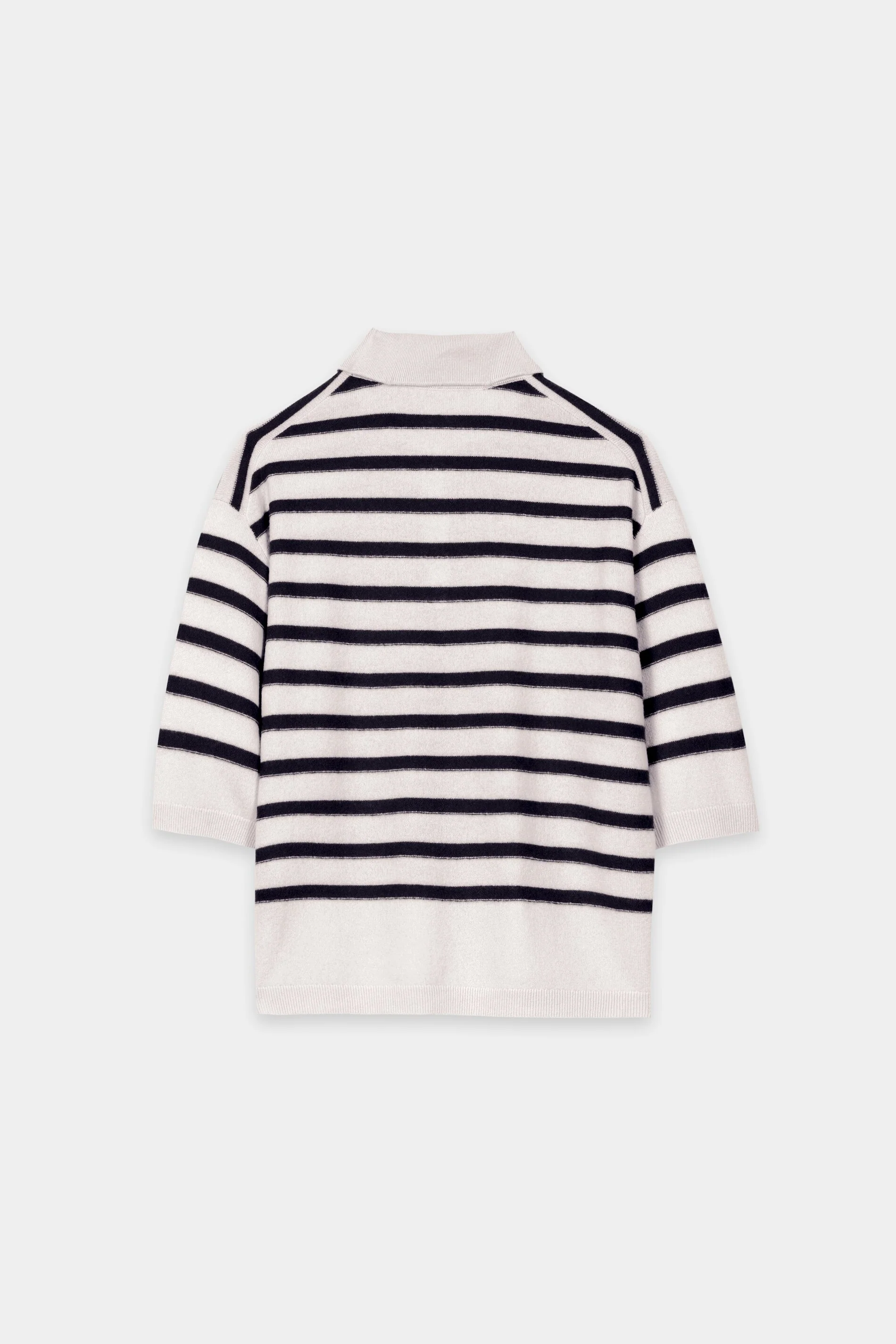 Ringel-Polo aus Kaschmir-Mix - navy blue / cream - Standard - Image 6