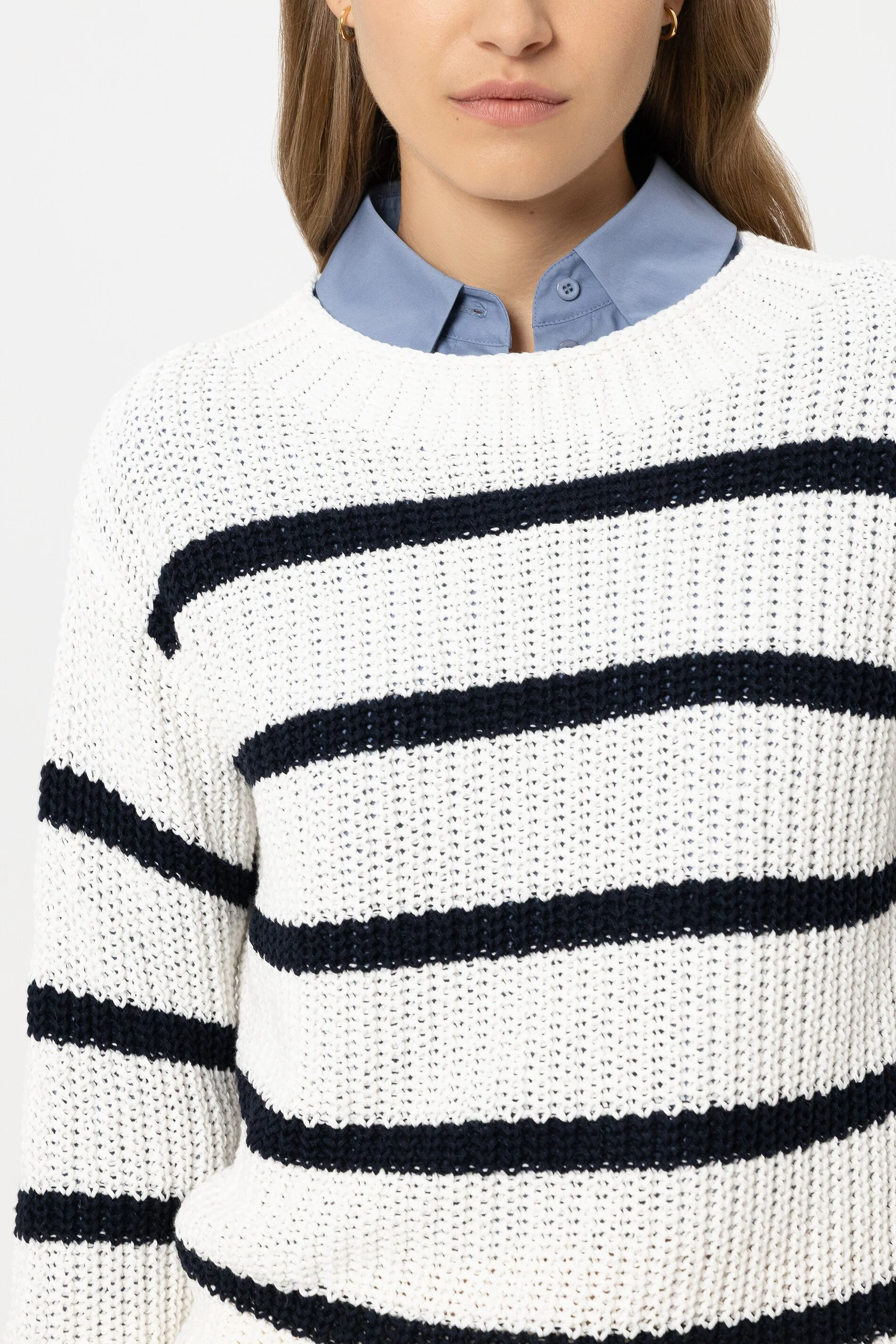 Ringel-Pullover aus Leinen-Mix - cream / navy - Standard - Image 4