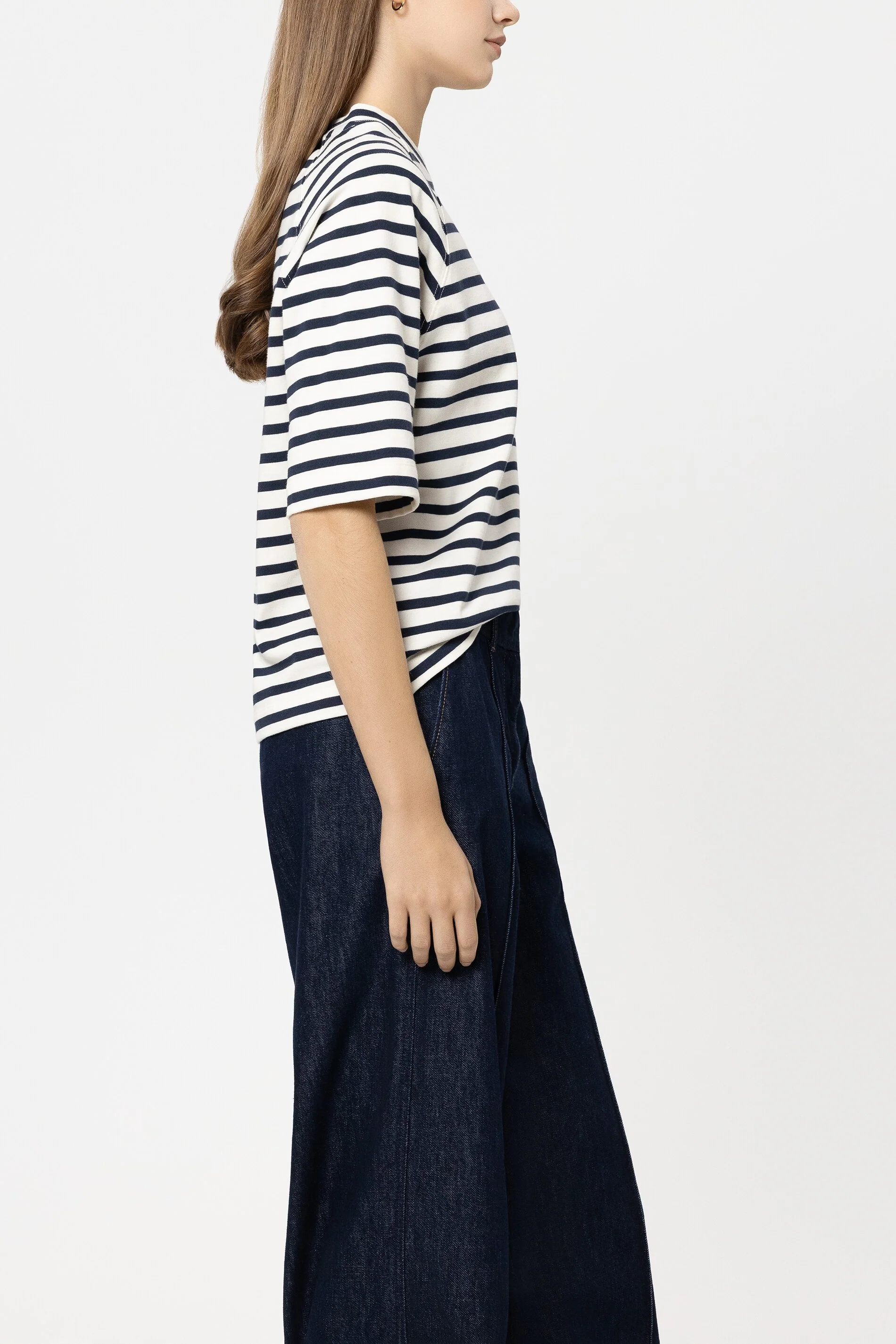 Ringel-Shirt mit Knopf-Detail - navy blue / cream - Standard - Image 2