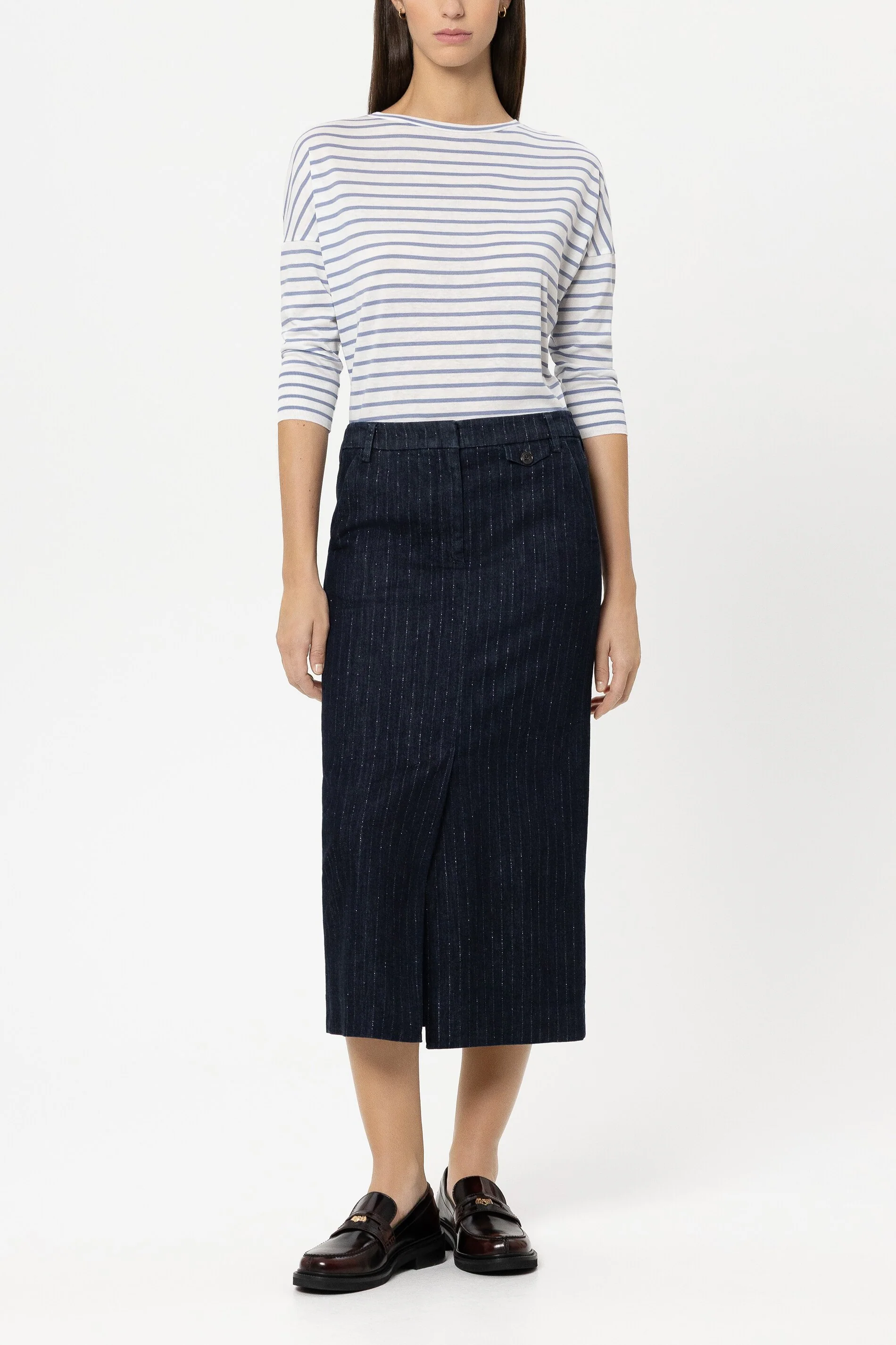 Ringel-Shirt mit Ripp-Details - casual blue / cream - Standard
