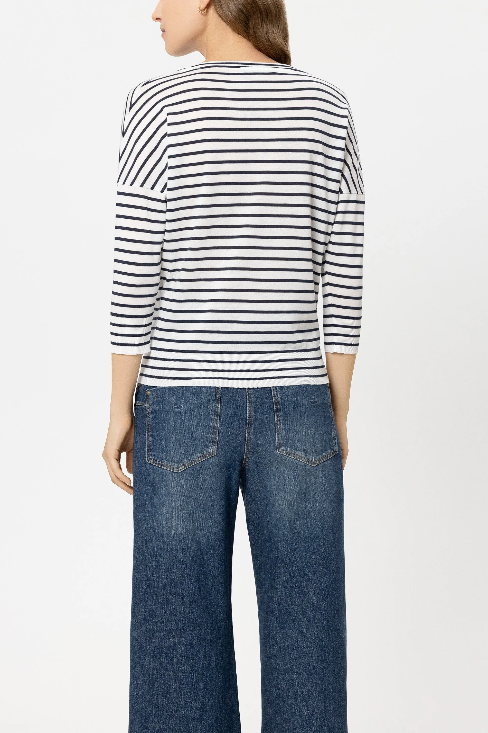 Ringel-Shirt mit Ripp-Details - navy blue / cream - Standard - Image 3