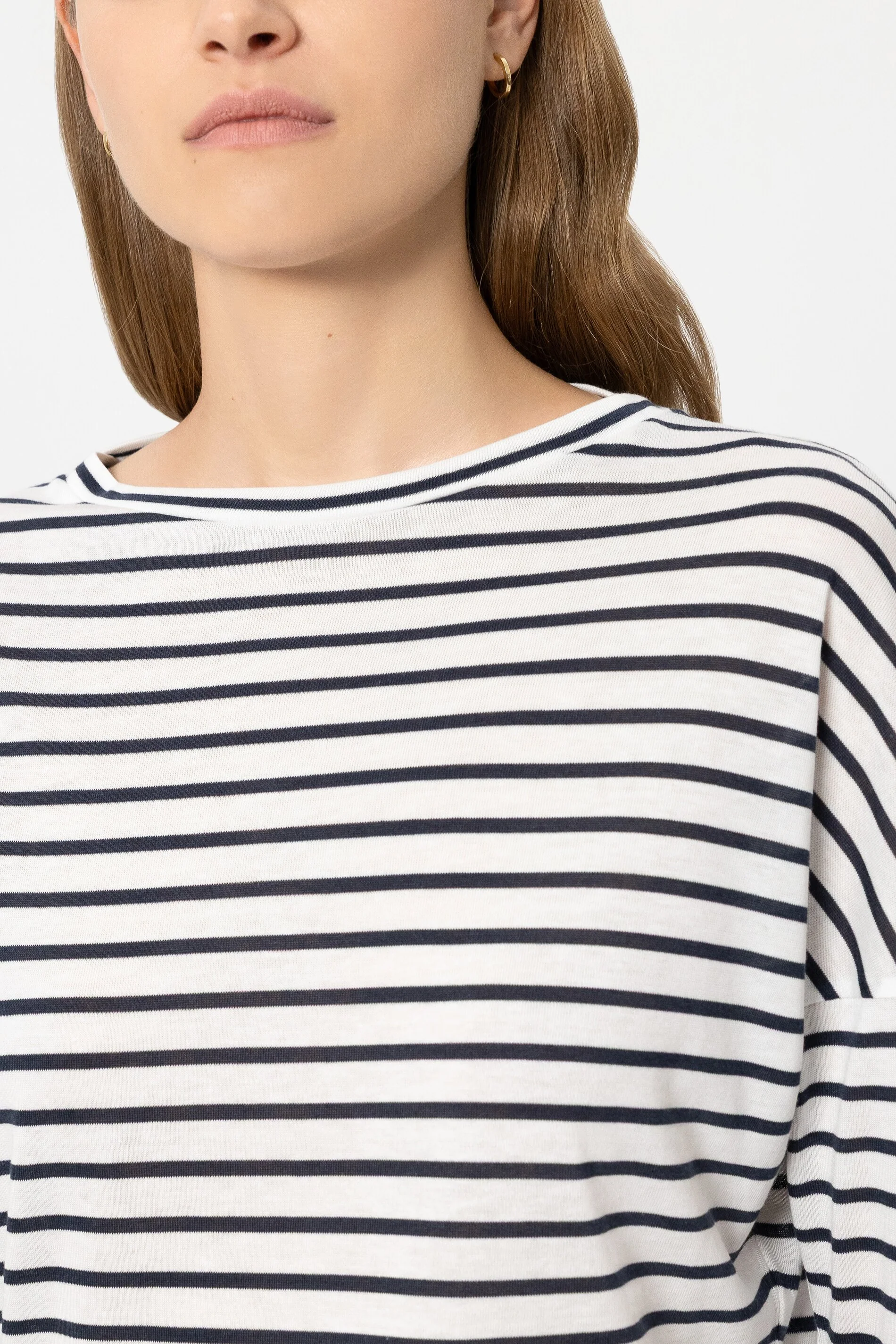 Ringel-Shirt mit Ripp-Details - navy blue / cream - Standard - Image 4