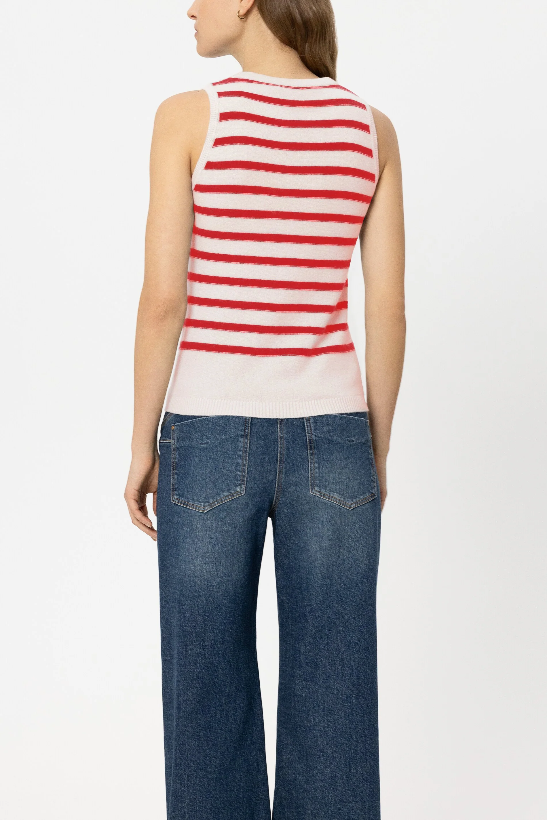 Ringel-Top aus Kaschmir-Mix - cherry red / cream - Standard - Image 3