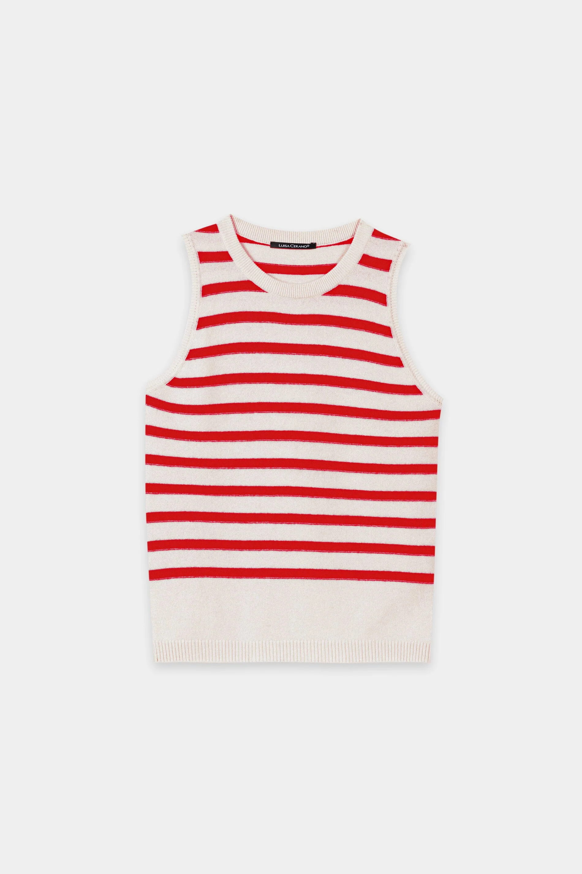Ringel-Top aus Kaschmir-Mix - cherry red / cream - Standard - Image 5
