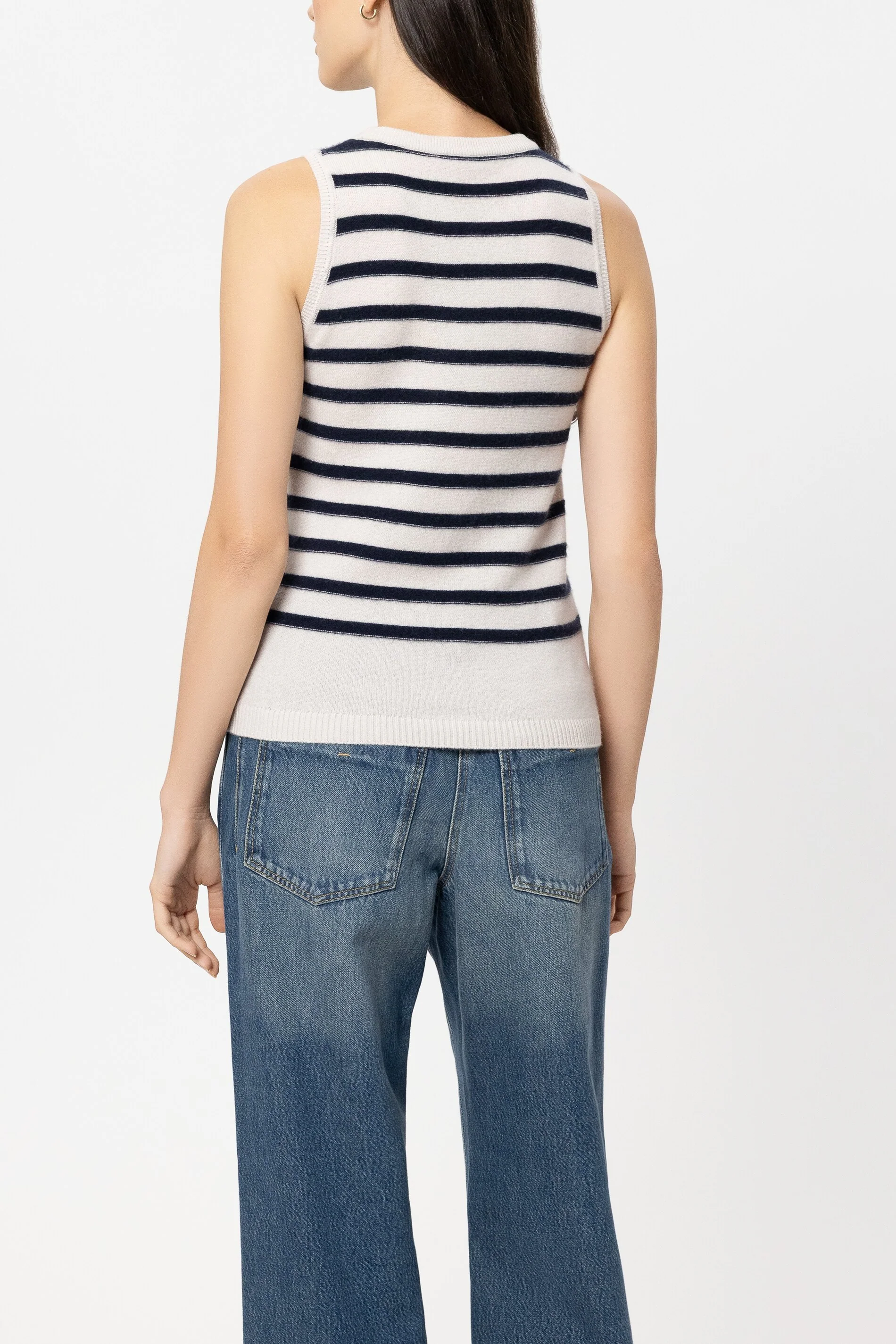Ringel-Top aus Kaschmir-Mix - navy blue / cream - Standard - Image 3