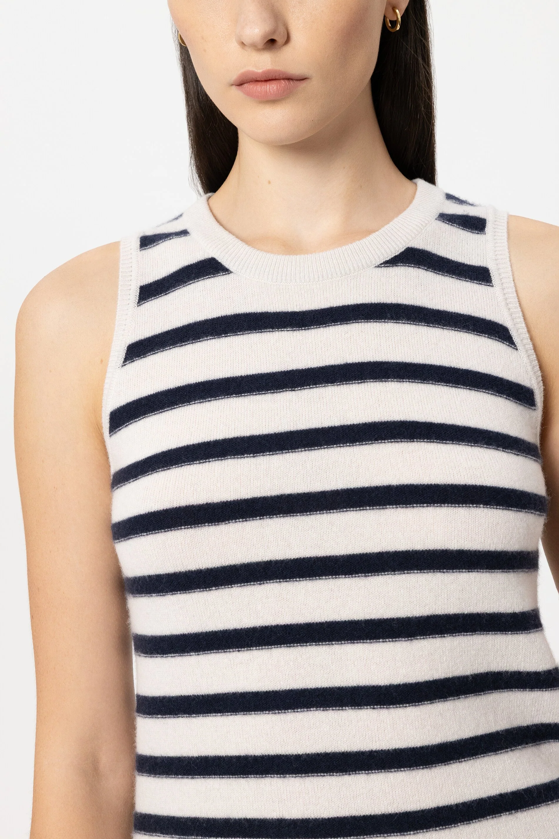 Ringel-Top aus Kaschmir-Mix - navy blue / cream - Standard - Image 4