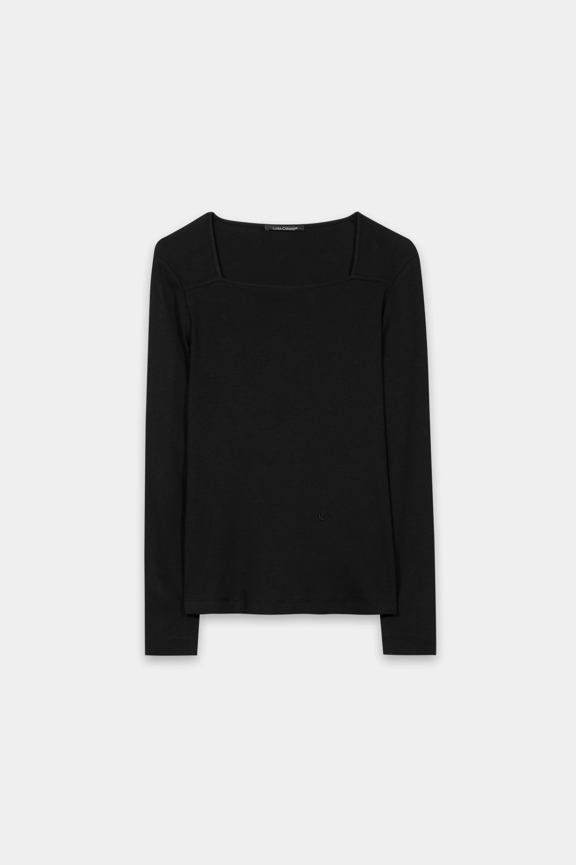 Rippshirt mit Carré-Ausschnitt - black - Standard - Image 5