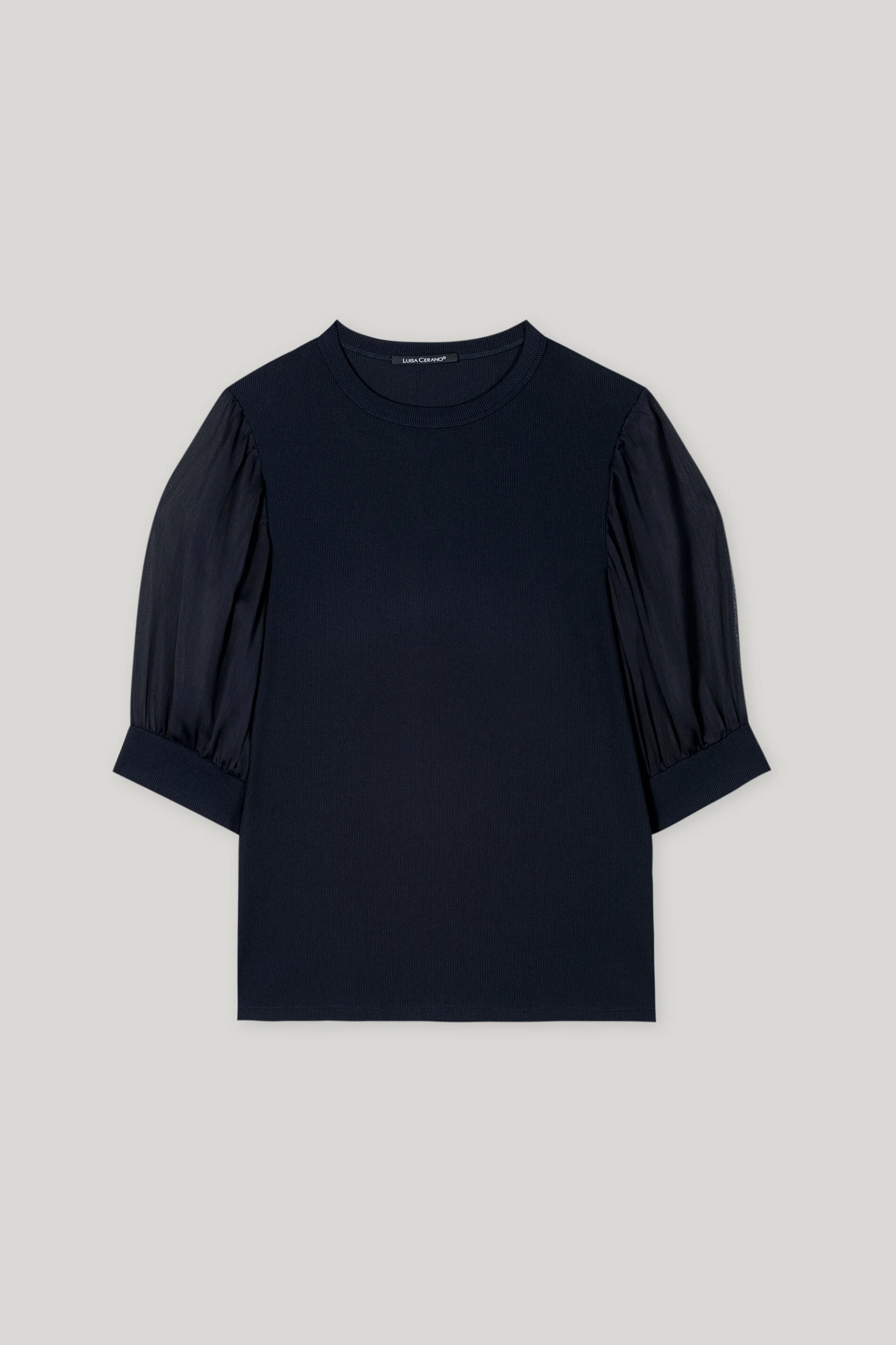 Rippshirt mit Crêpe-Ärmeln - dark blue - Standard - Image 5
