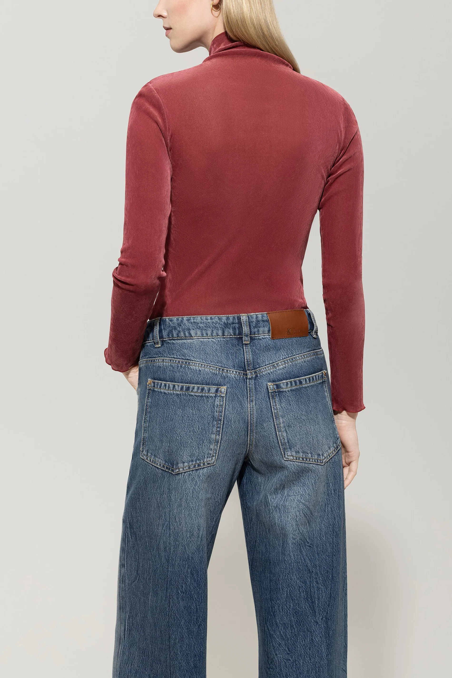 Rollkragen-Samt-Shirt - berry red - Standard - Image 3