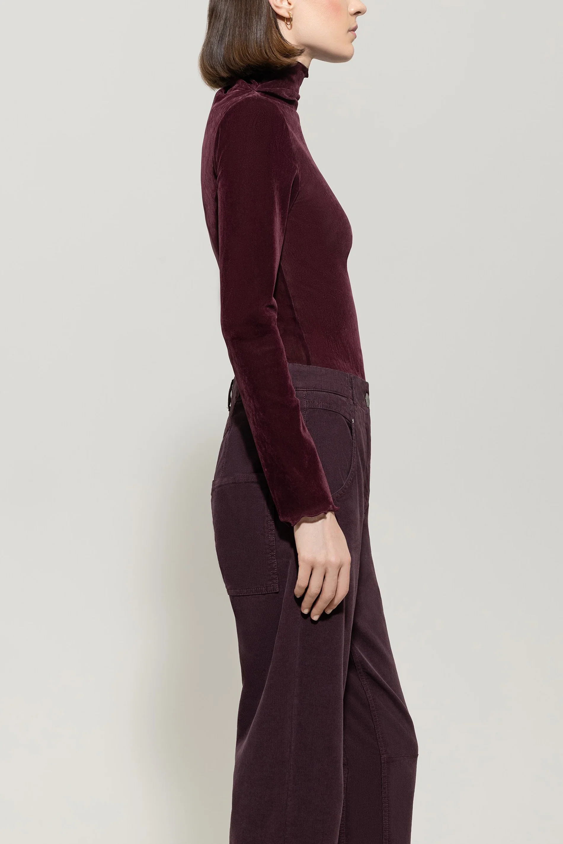 Rollkragen-Samt-Shirt - burgundy - Standard - Image 2