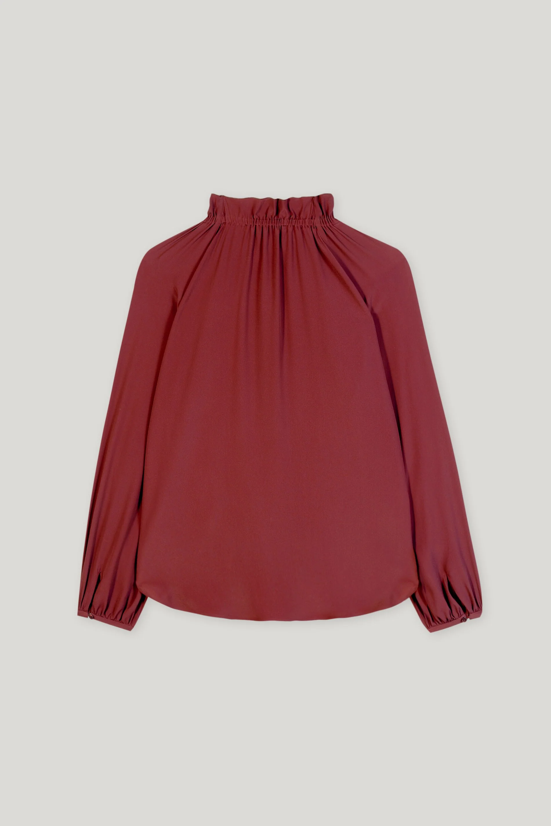 Rüschenbluse aus Seiden-Mix - berry red - Standard - Image 6