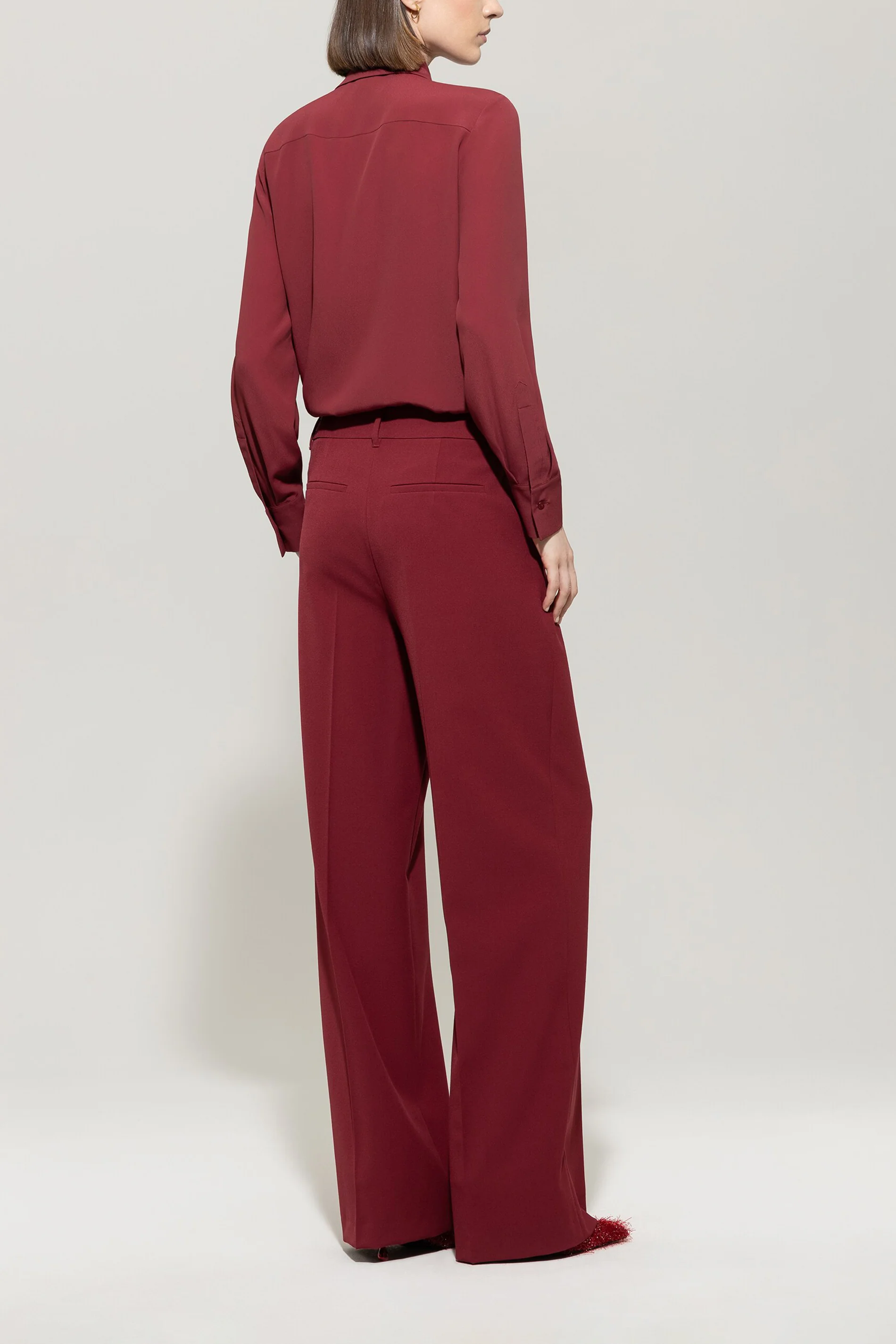 Rüschenbluse aus Seiden-Mix - berry red - Standard - Image 3