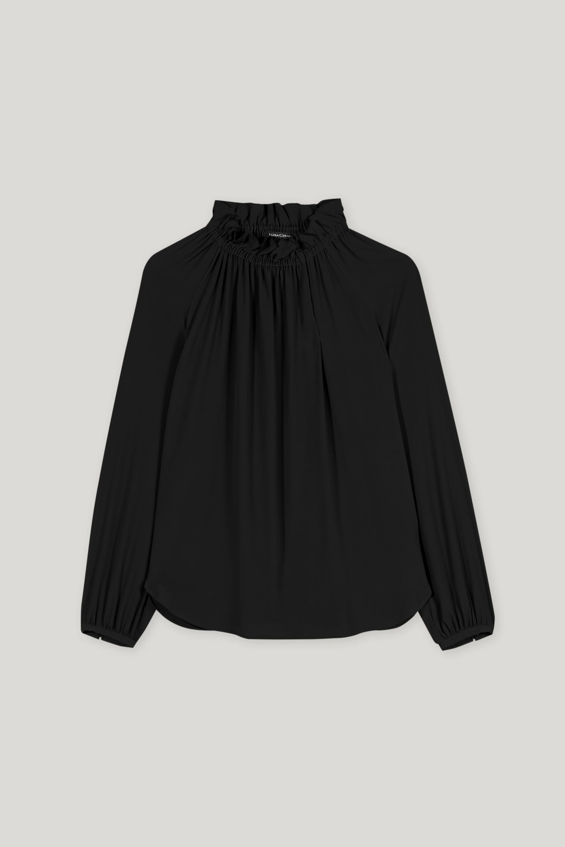Rüschenbluse aus Seiden-Mix - deep black - Standard - Image 5