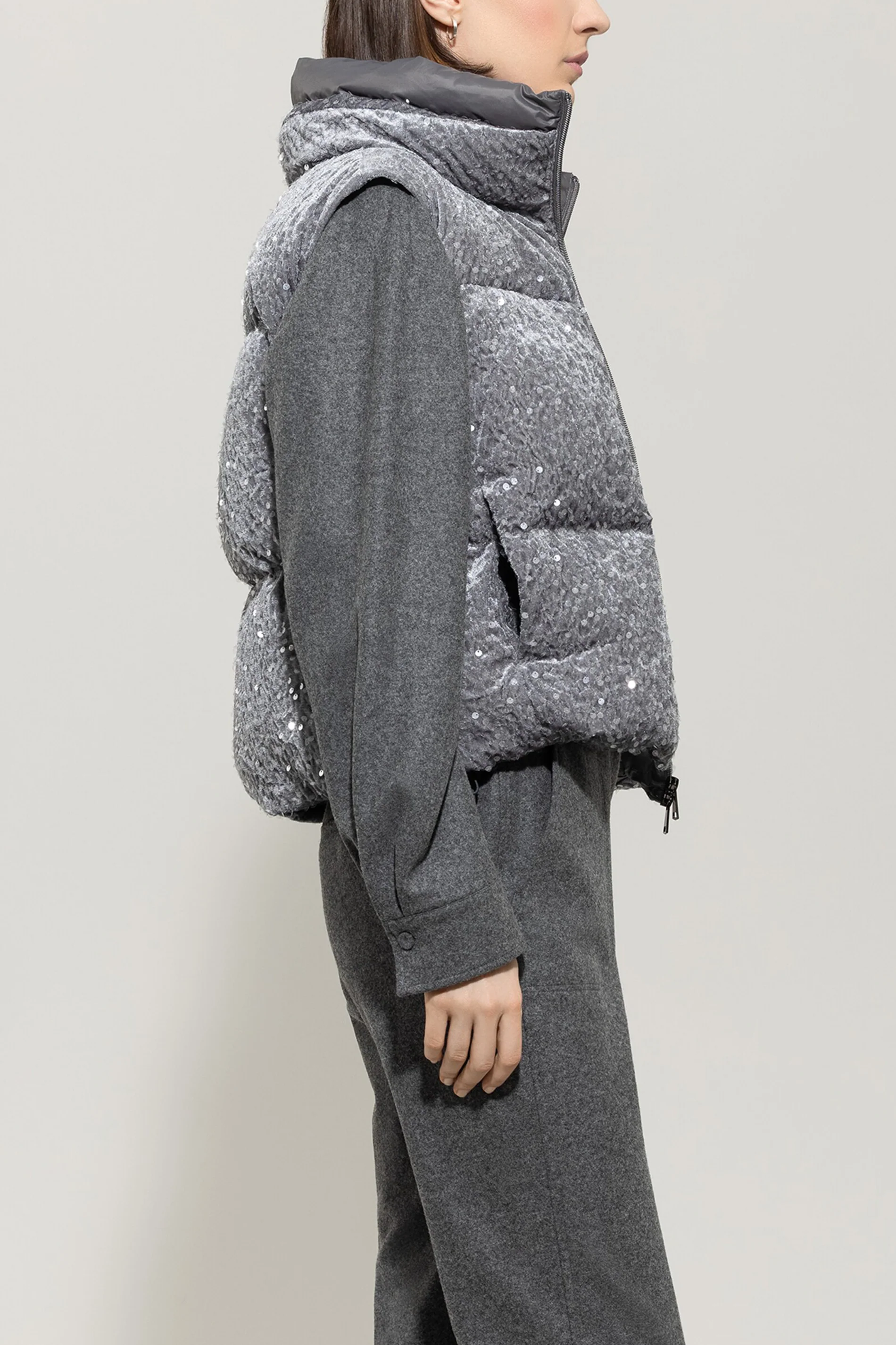 Samt-Daunenweste - urban grey - Standard - Image 2